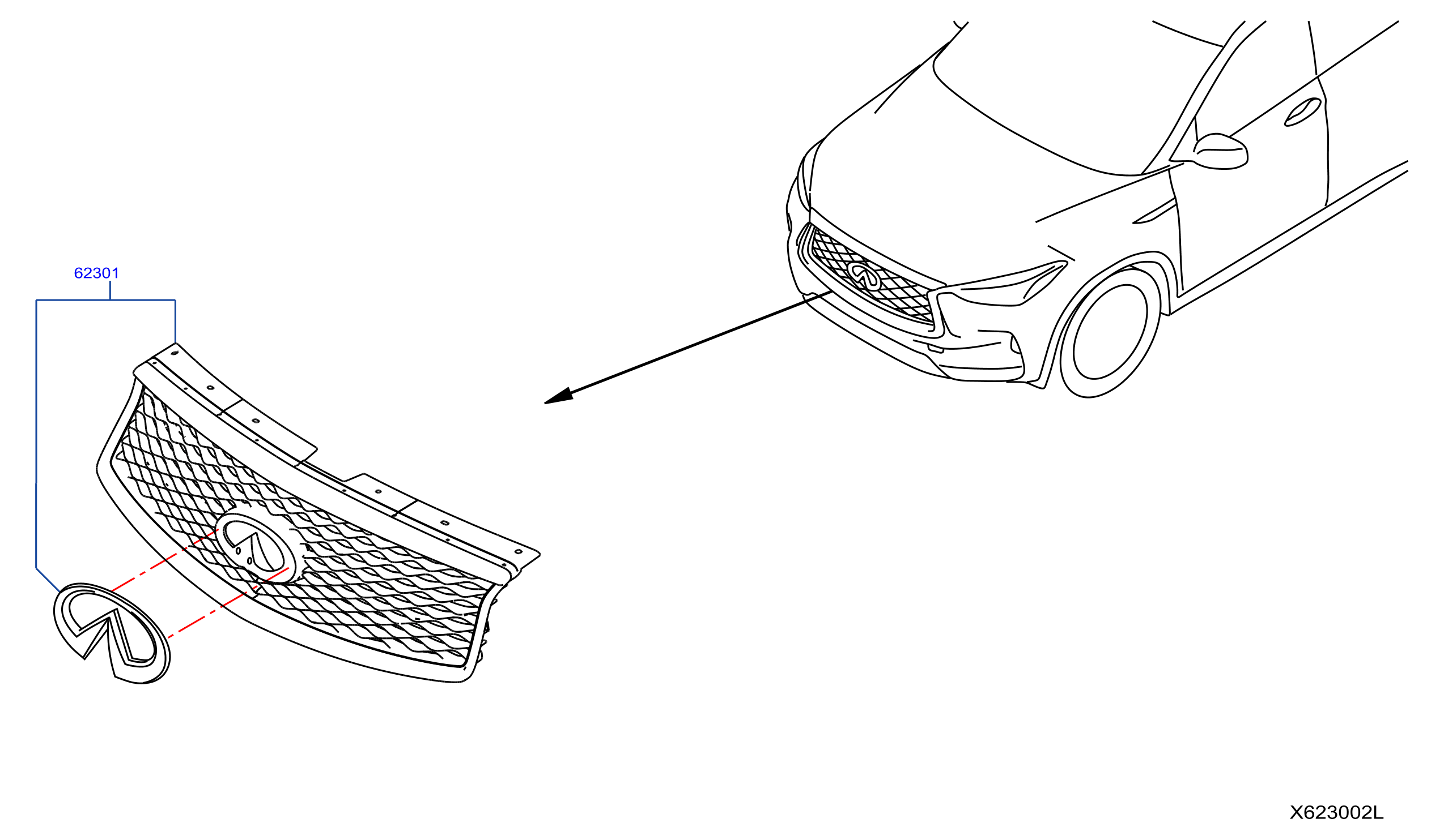 Diagram FRONT GRILLE for your 2023 INFINITI QX80   