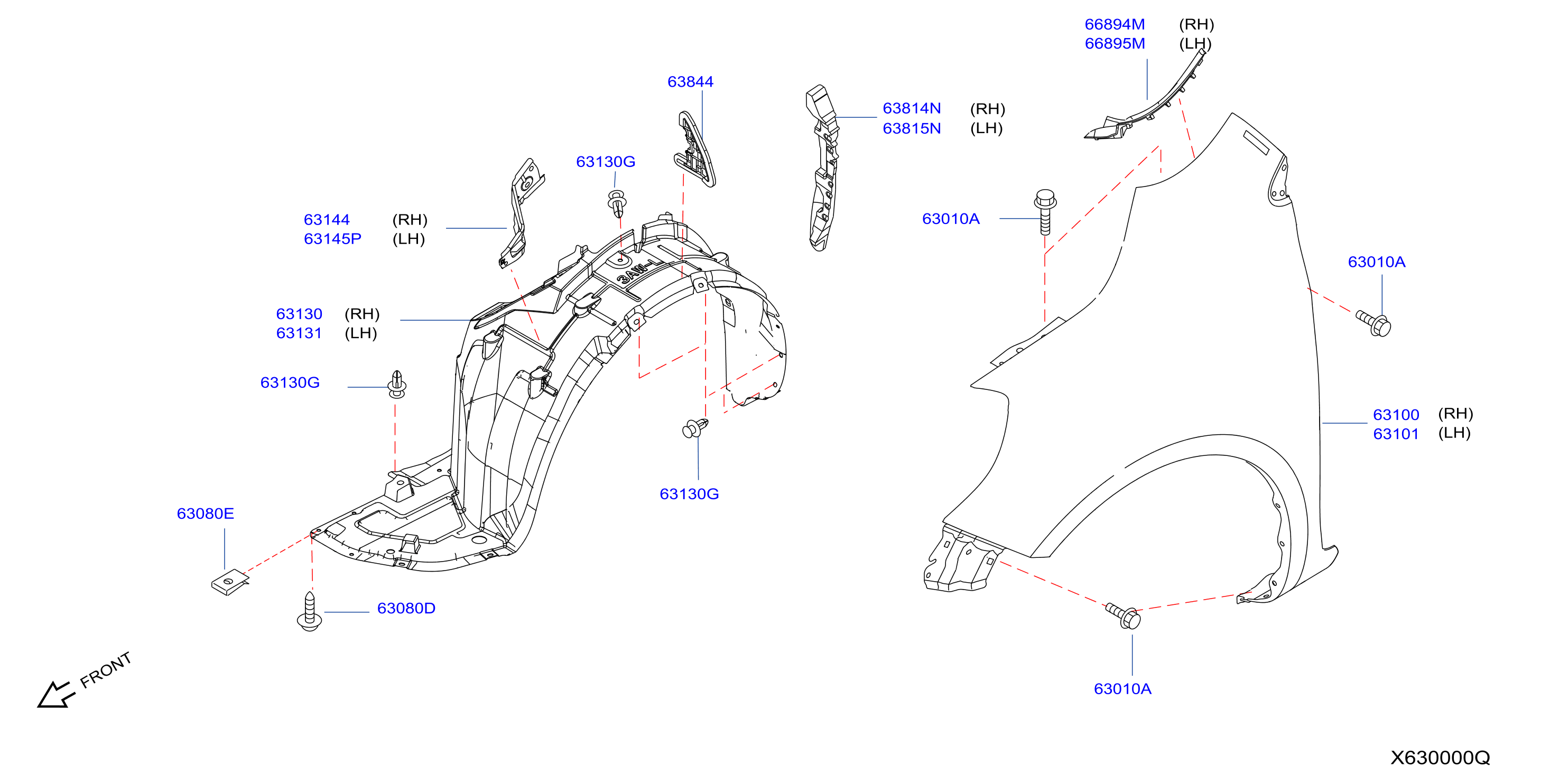 Diagram ALETA DELANTERA Y PARTES DE FIJACIÓN for your 2011 Nissan MURANO CROSSCABRIOLET   