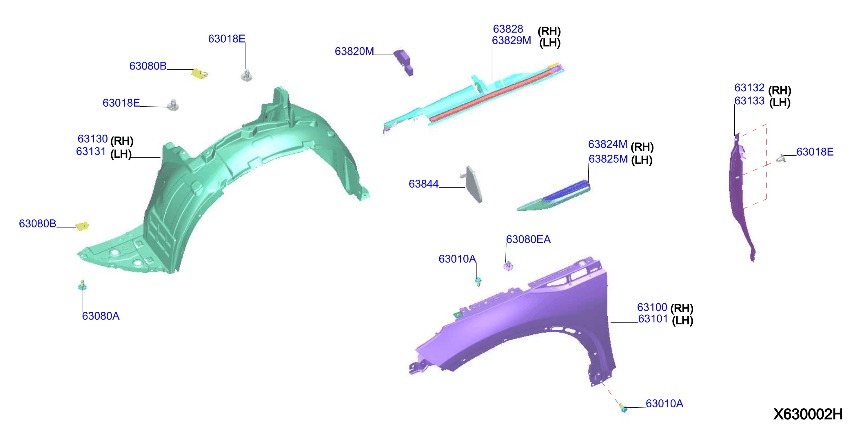Diagram FRONT FENDER & FITTING for your 1996 INFINITI