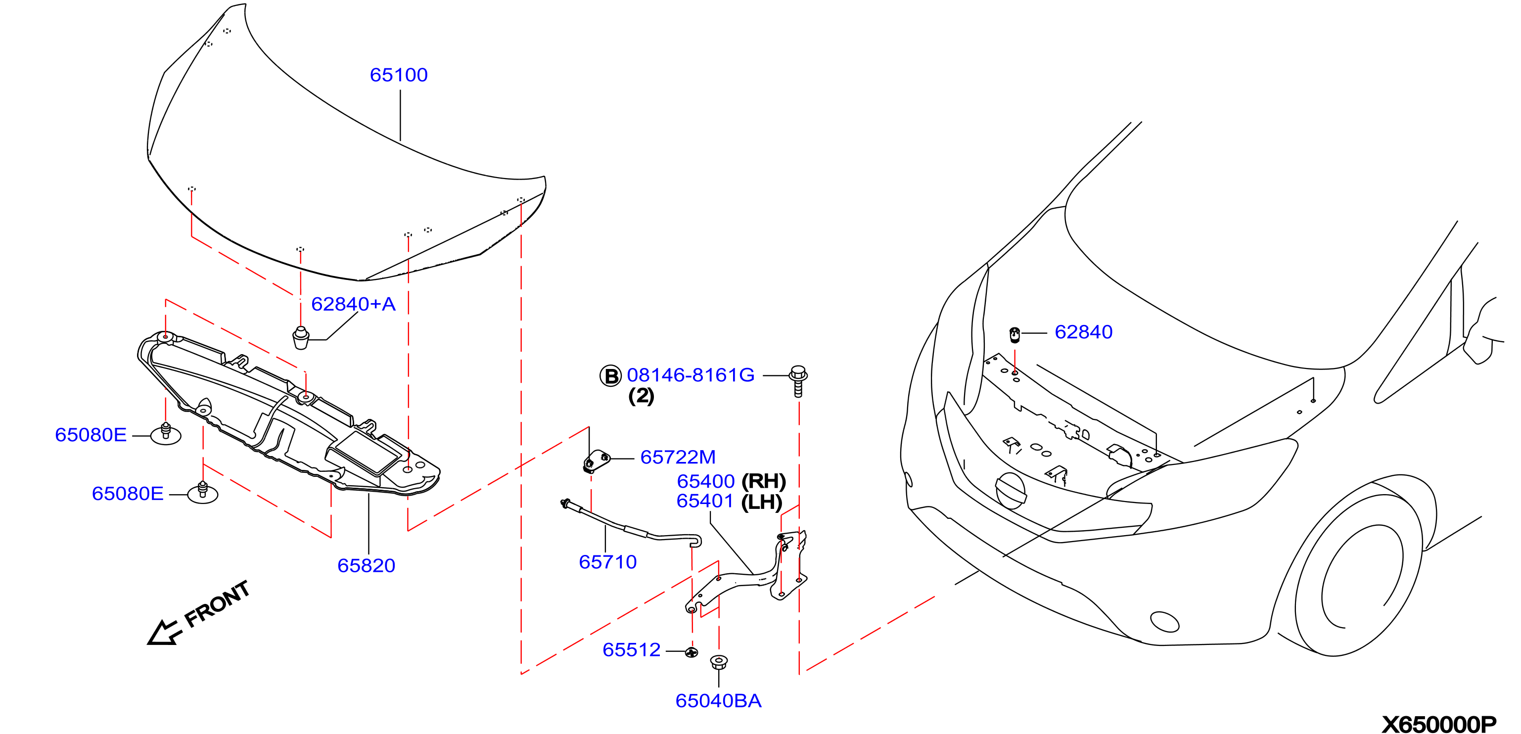 Diagram HOOD PANEL,HINGE & FITTING for your 2014 Nissan Armada LE 5.6L V8 FLEX AT 2WD 