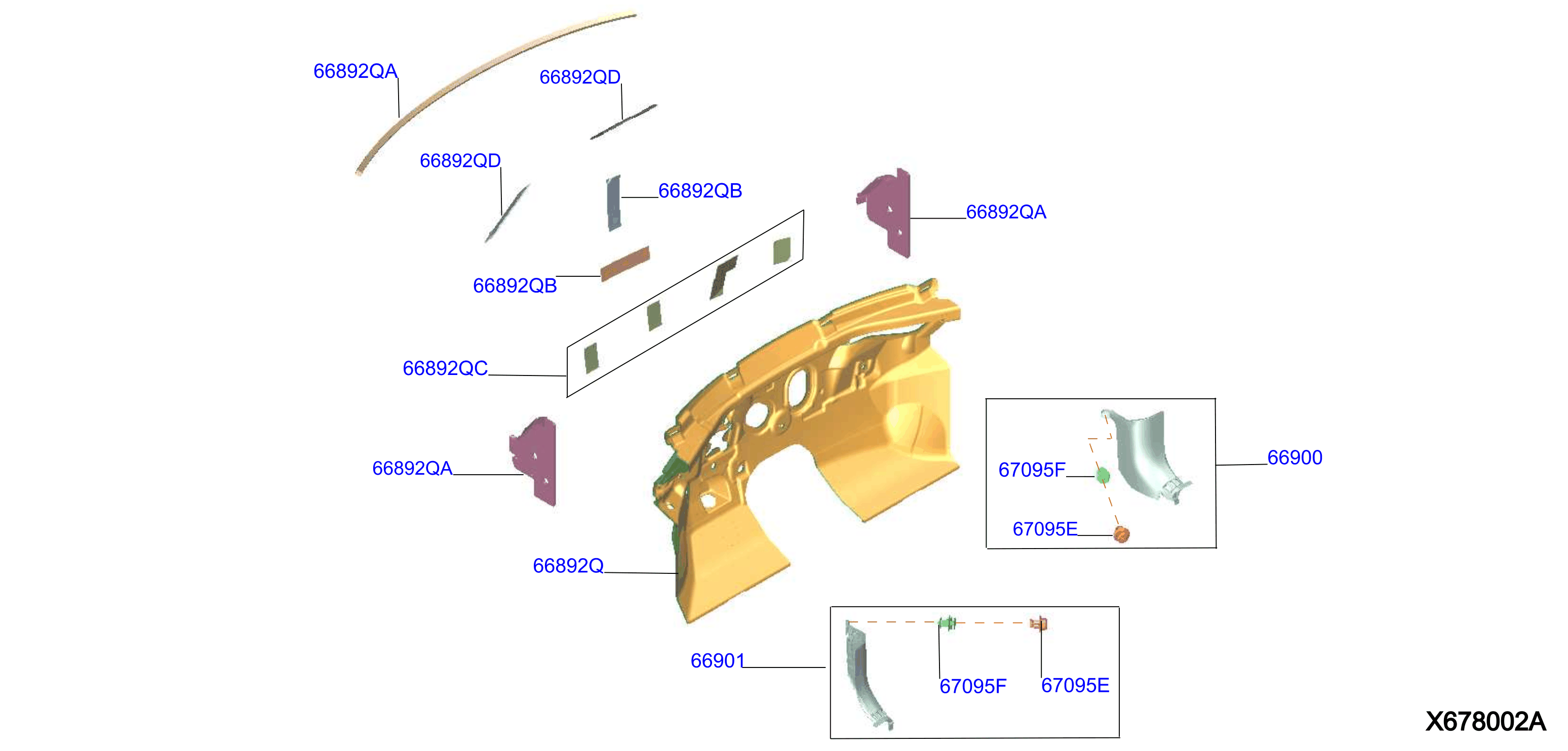 Diagram GAURNICIÓN TABLERO INFERIOR Y PARTES FIJ for your 2017 INFINITI QX50   