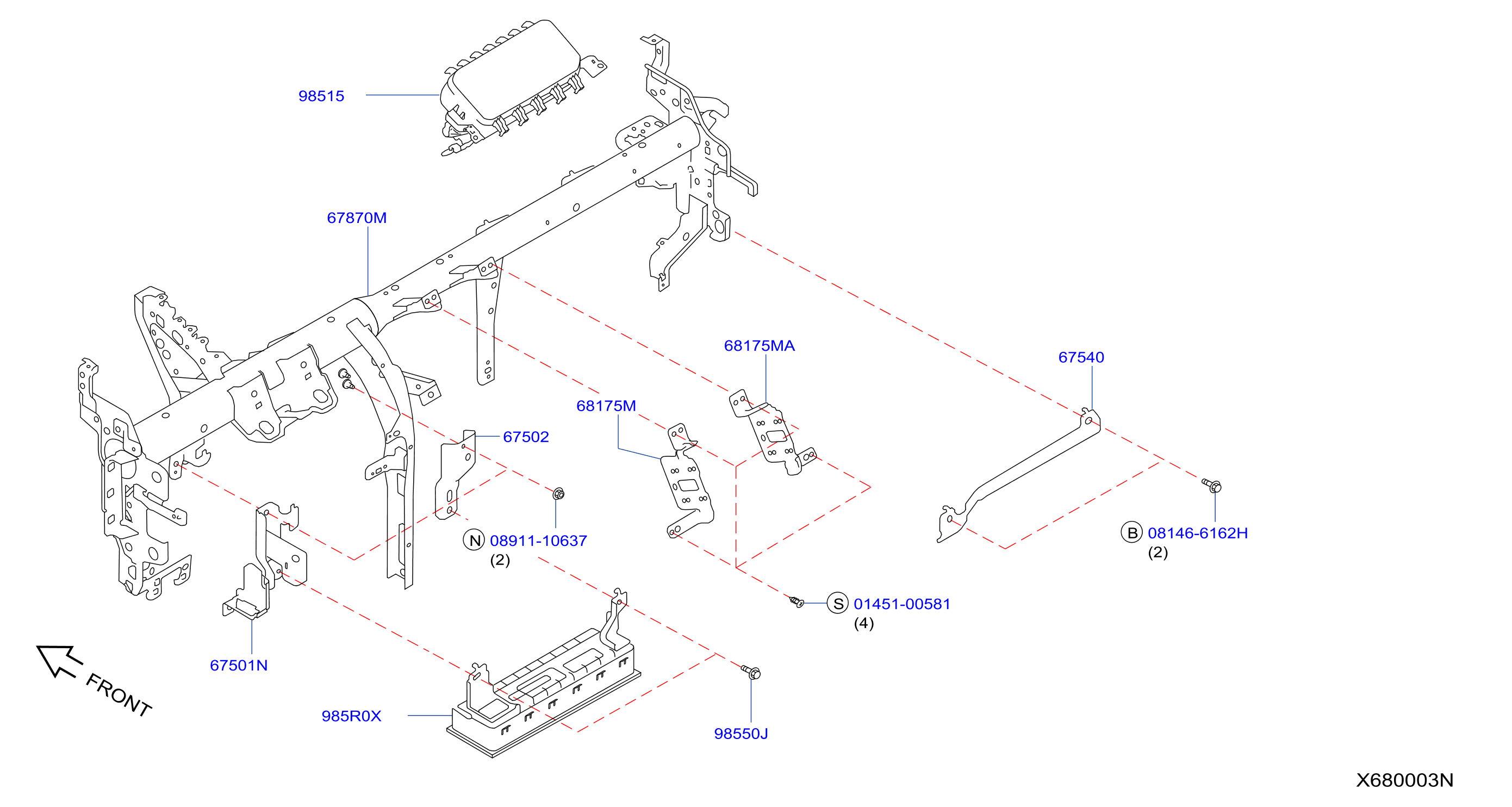 Diagram PANEL INSTRU, ALMOHANDILLA Y CAJA INSTRU for your 2016 Nissan Versa   