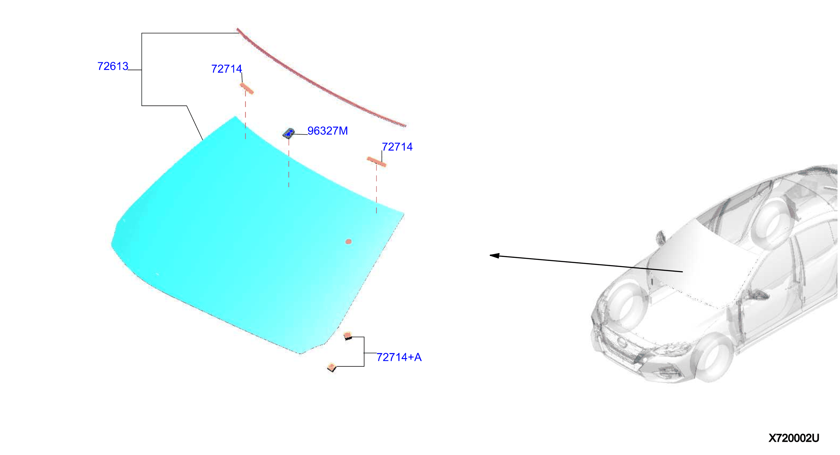 Diagram FRONT WINDSHIELD for your 2005 Nissan Sentra   