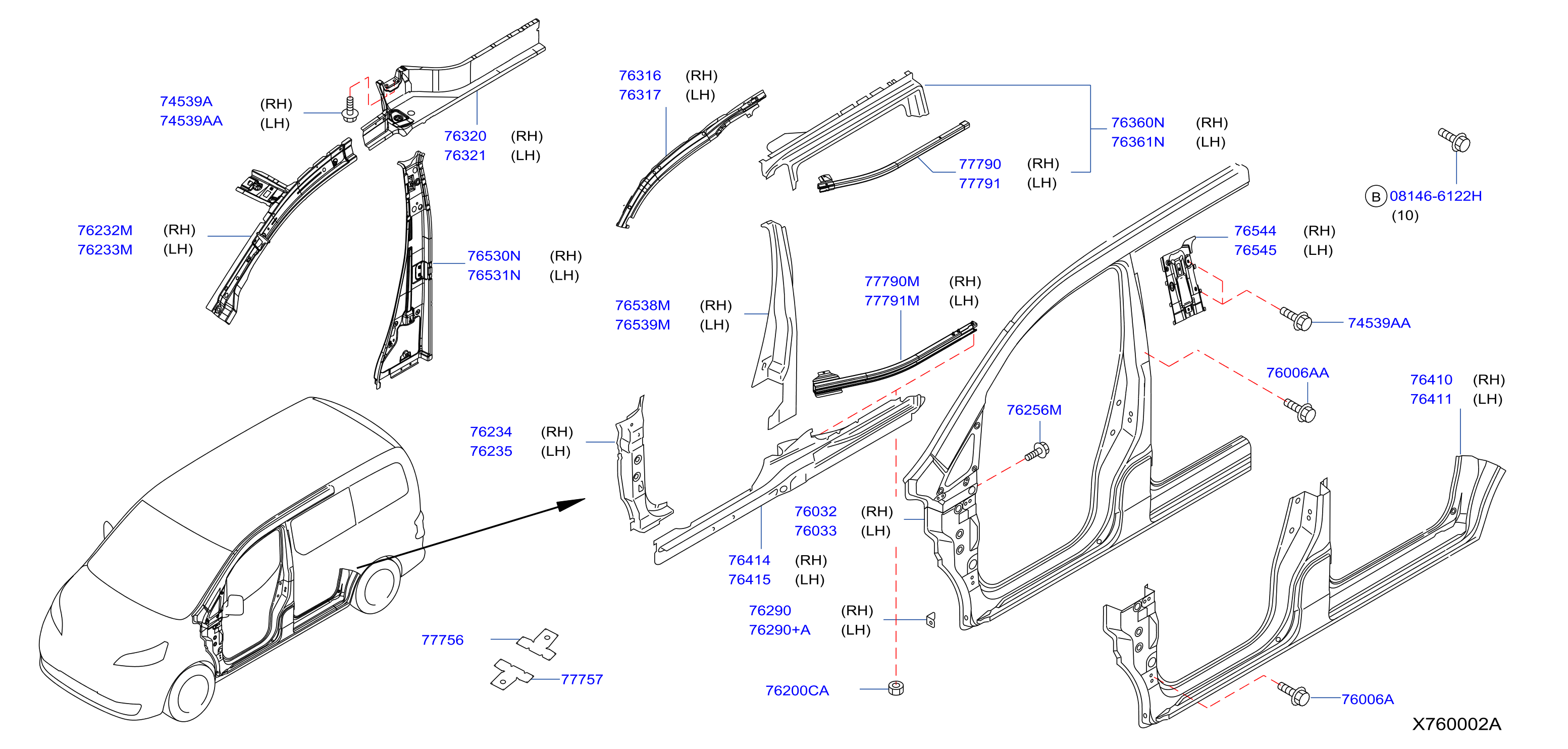 Diagram BODY SIDE PANEL for your 1996 Nissan