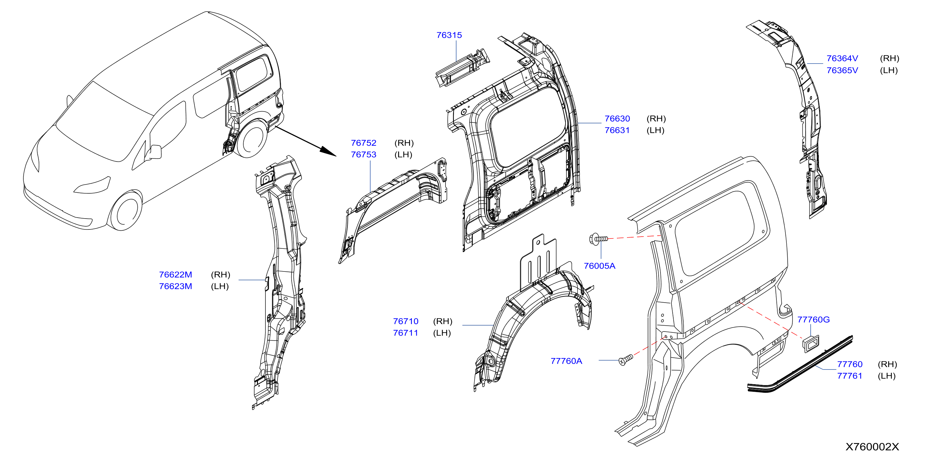 Diagram BODY SIDE PANEL for your 1996 Nissan