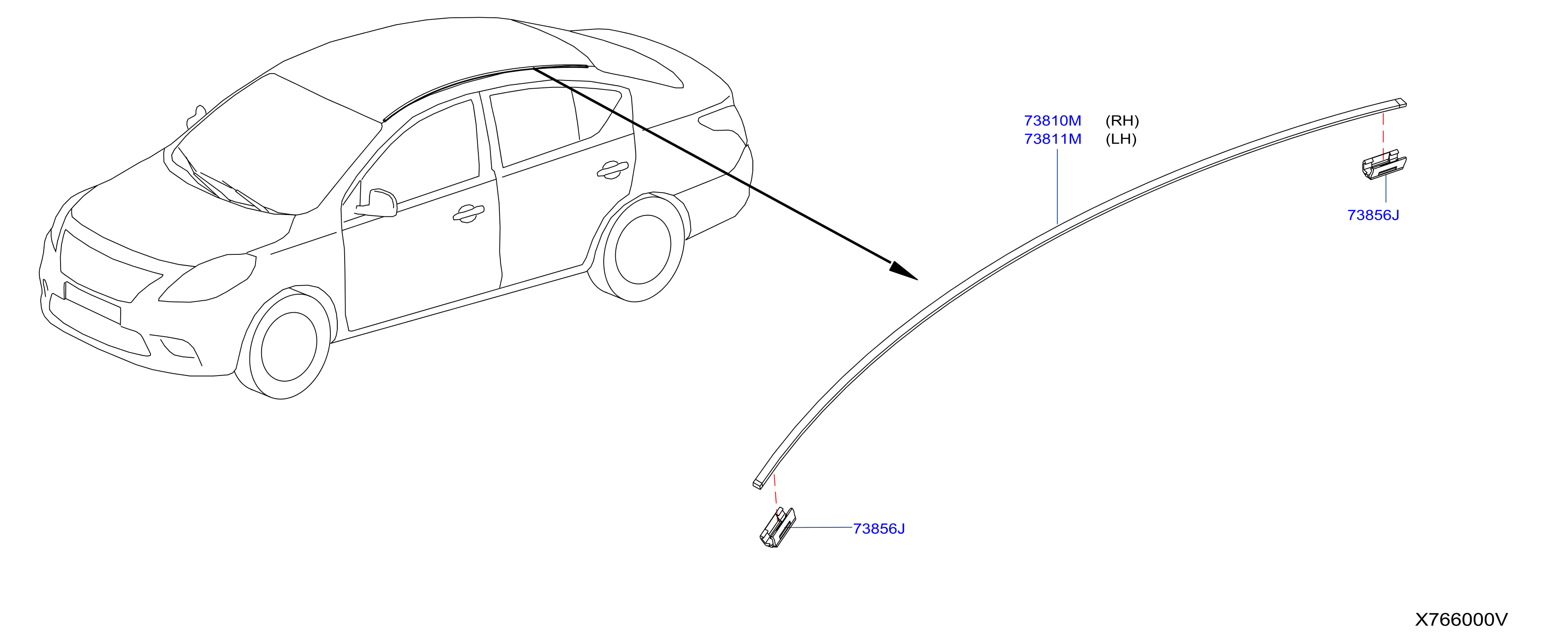 Diagram BODY SIDE MOULDING for your 2019 Nissan Murano WAGON LE/ROOF  
