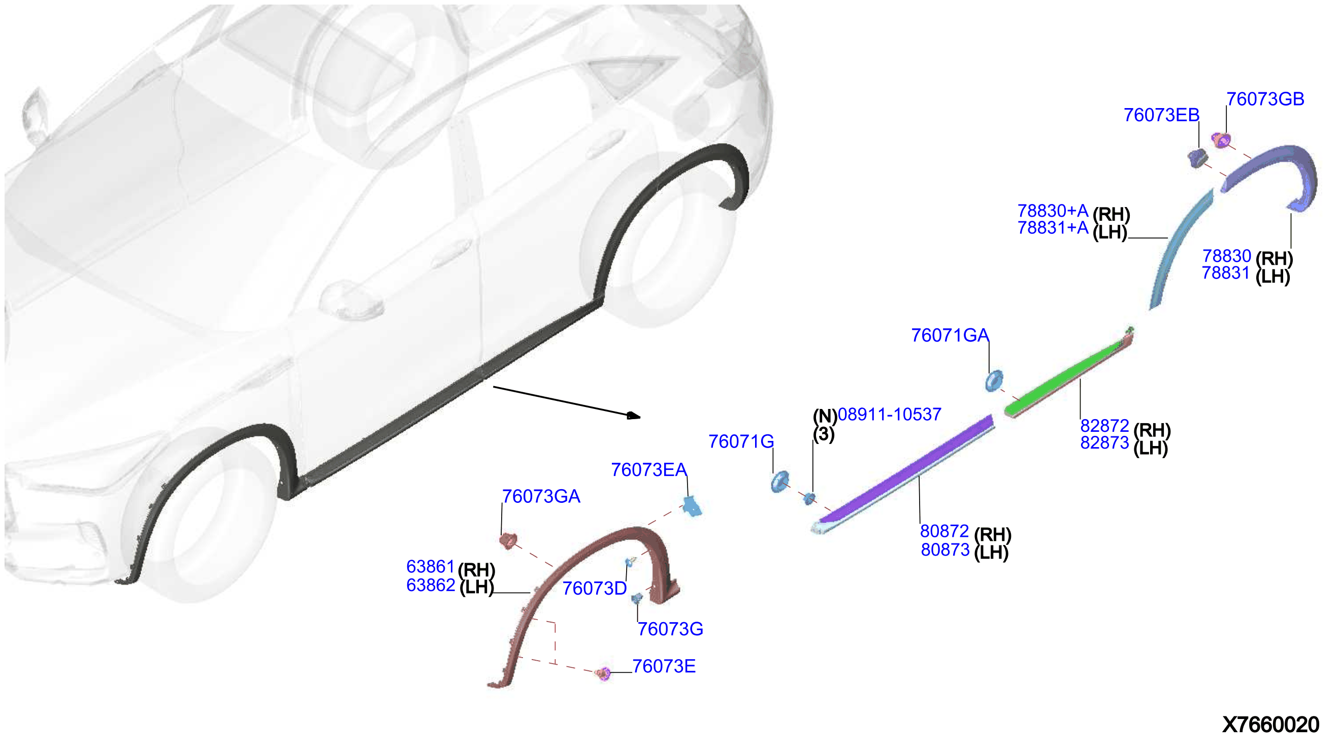 Diagram BODY SIDE MOULDING for your 2016 INFINITI QX50   