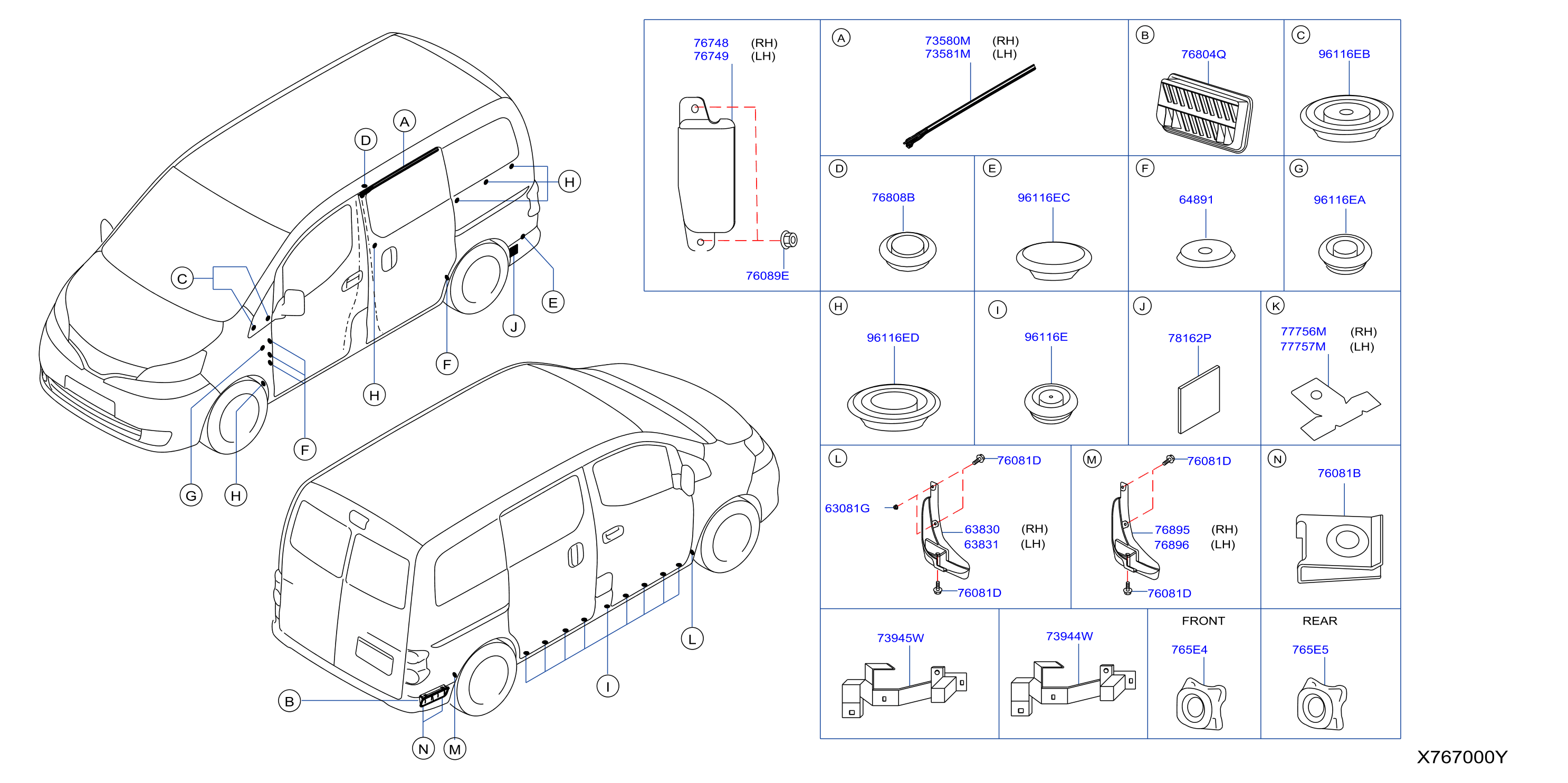 Diagram BODY SIDE FITTING for your 2000 Nissan Frontier   