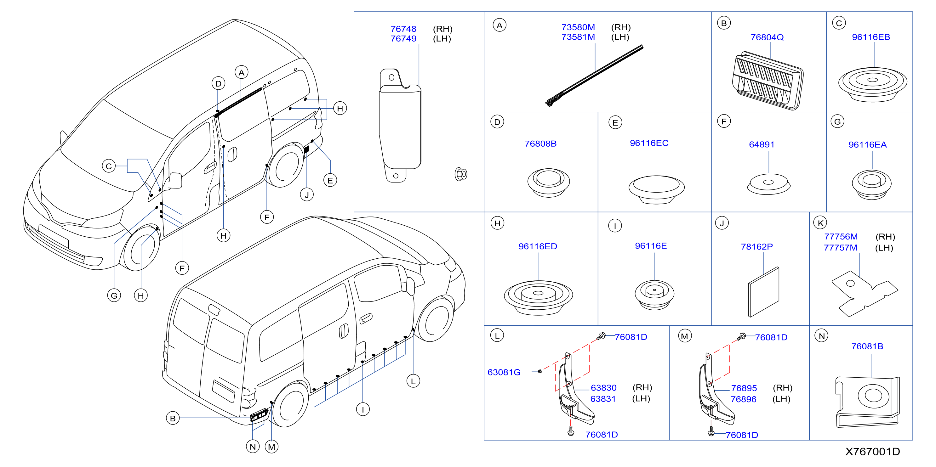 Diagram BODY SIDE FITTING for your 2000 Nissan Frontier   