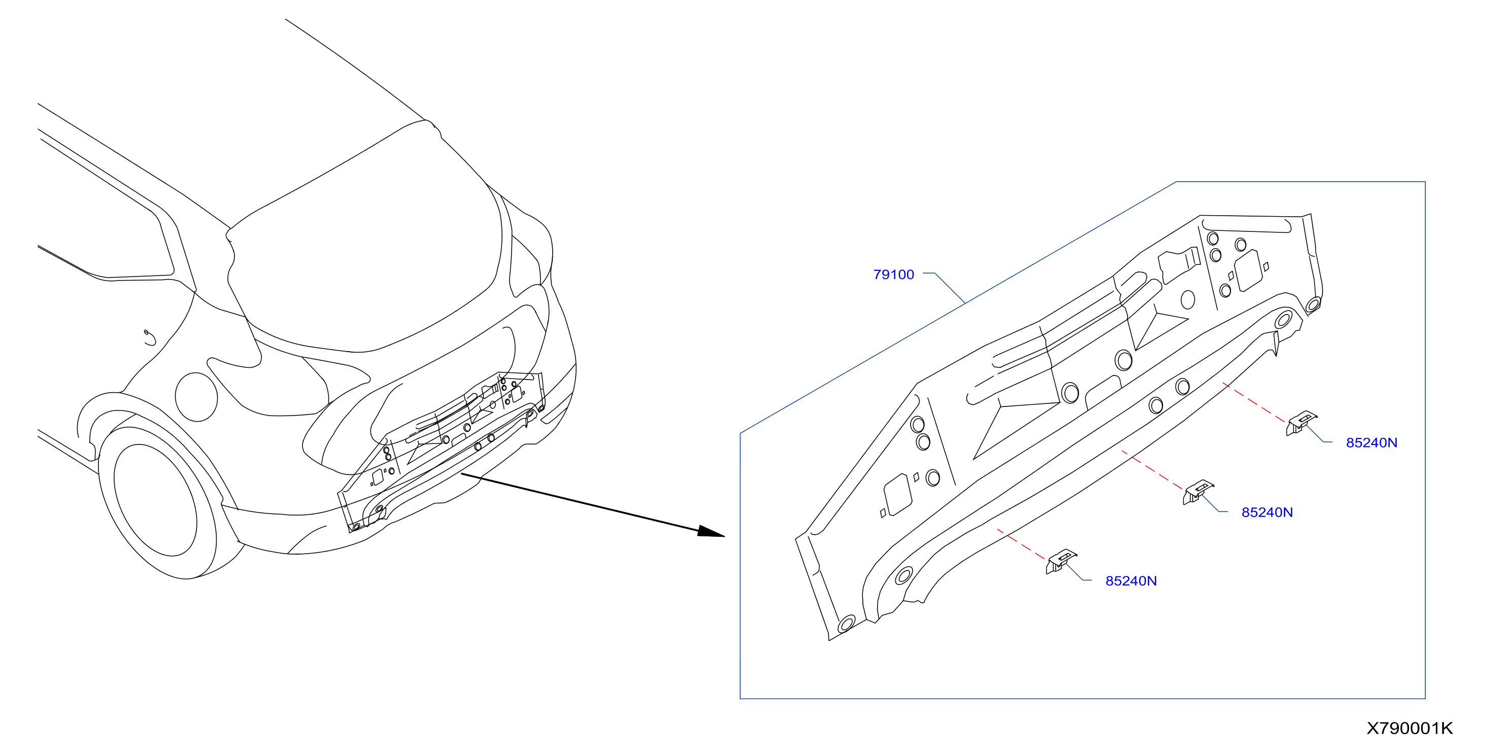 Diagram REAR,BACK PANEL & FITTING for your 2022 Nissan Sentra   