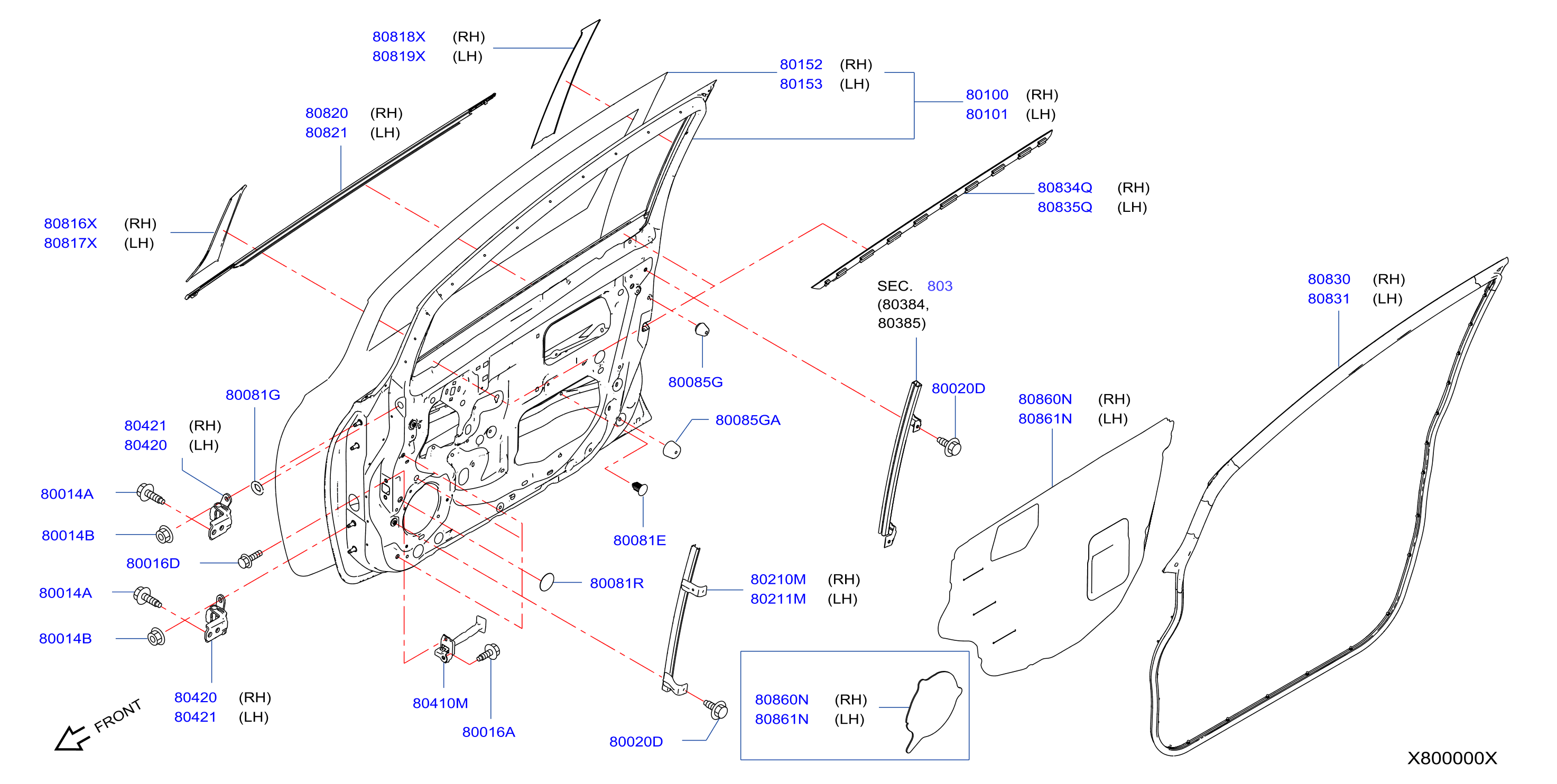 Diagram PANEL PUERTA DELANDERA Y PARTES FIJACIÓN for your 2019 Nissan Versa Sedan SEDAN SV  