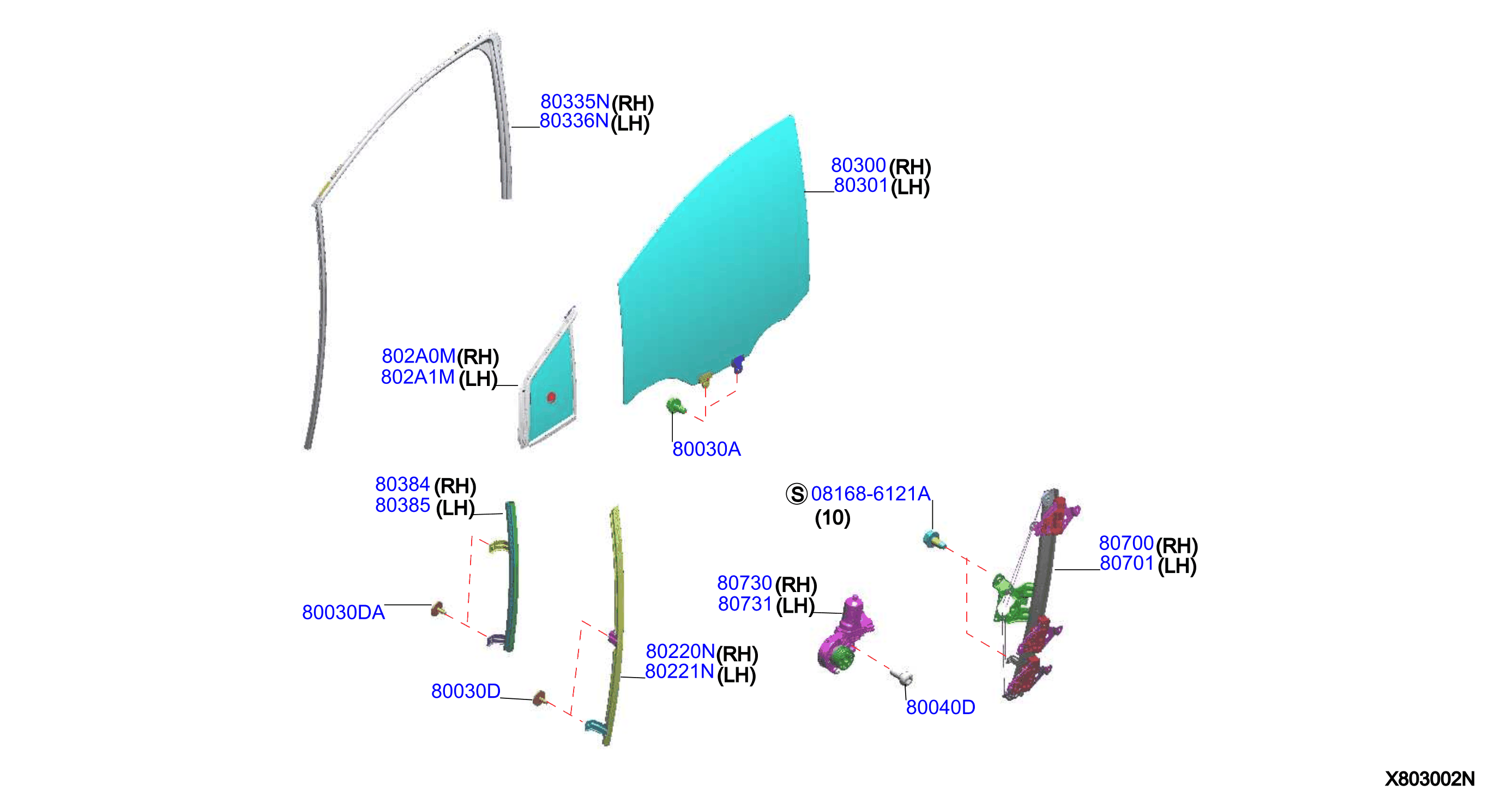 Diagram FRONT DOOR WINDOW & REGULATOR for your 1999 Nissan Maxima   