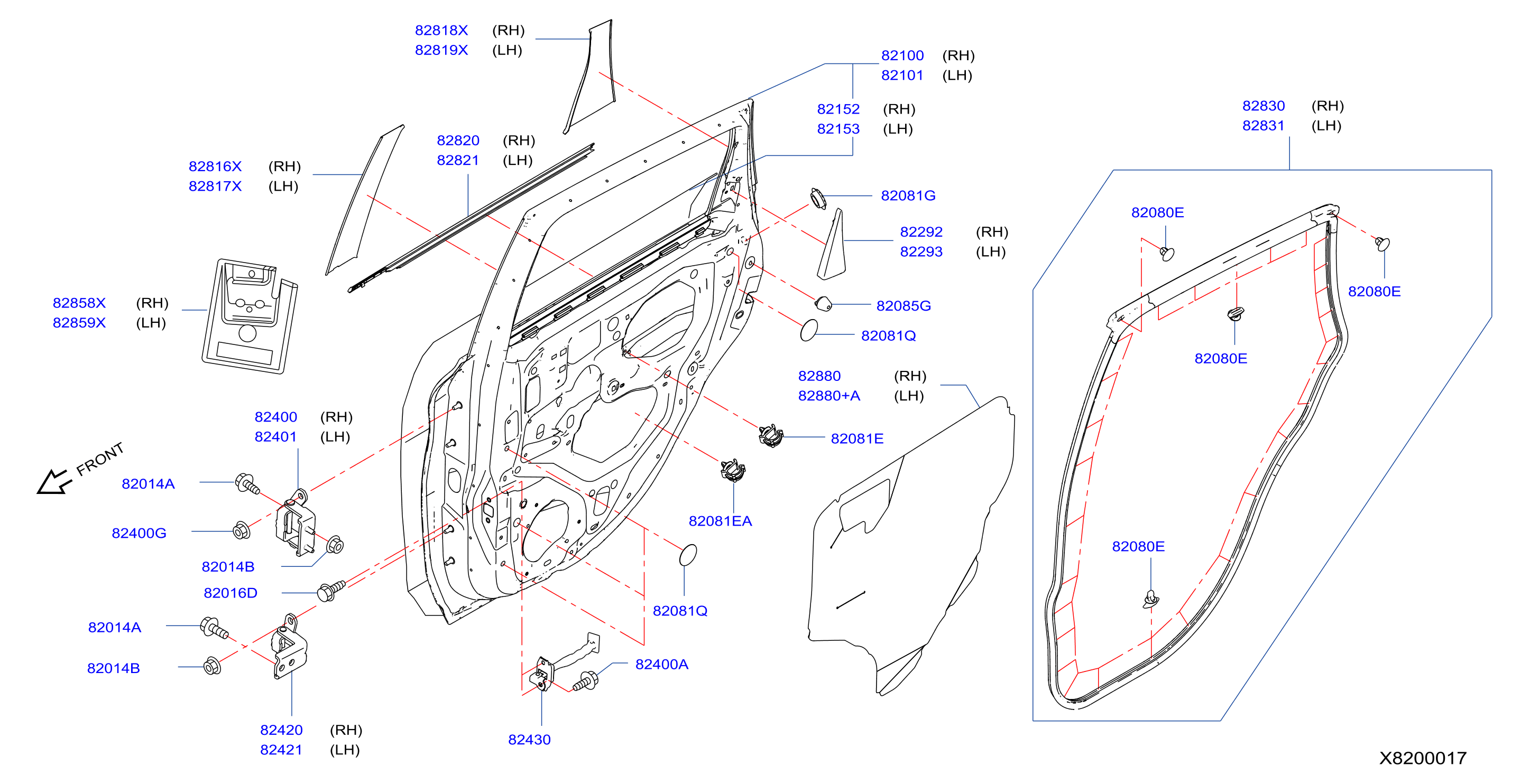 Diagram PANEL PUERTA TRASERA Y PARTES FIJACIÓN for your 2019 Nissan Kicks   