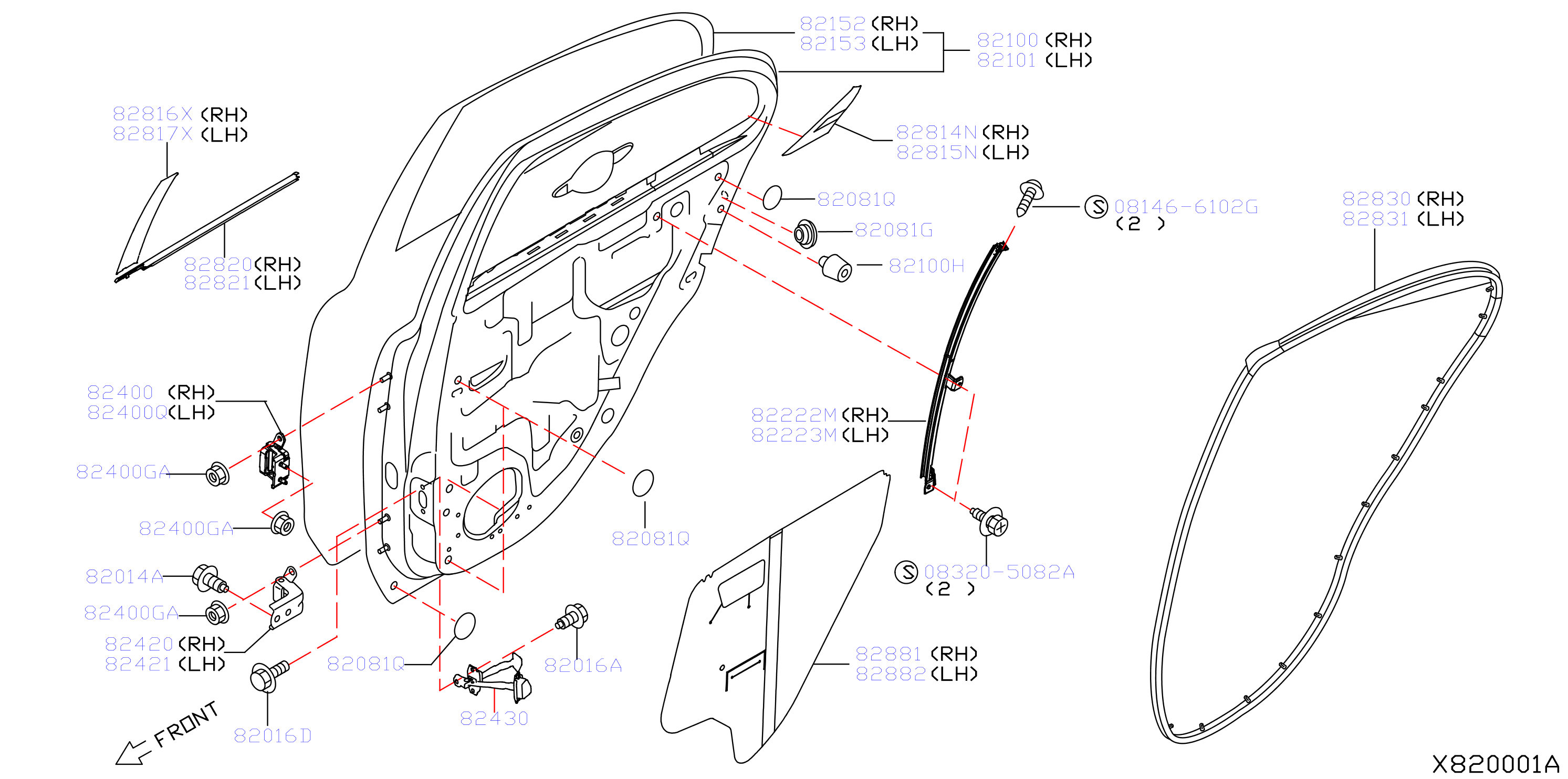Diagram PANEL PUERTA TRASERA Y PARTES FIJACIÓN for your 2019 Nissan Versa   