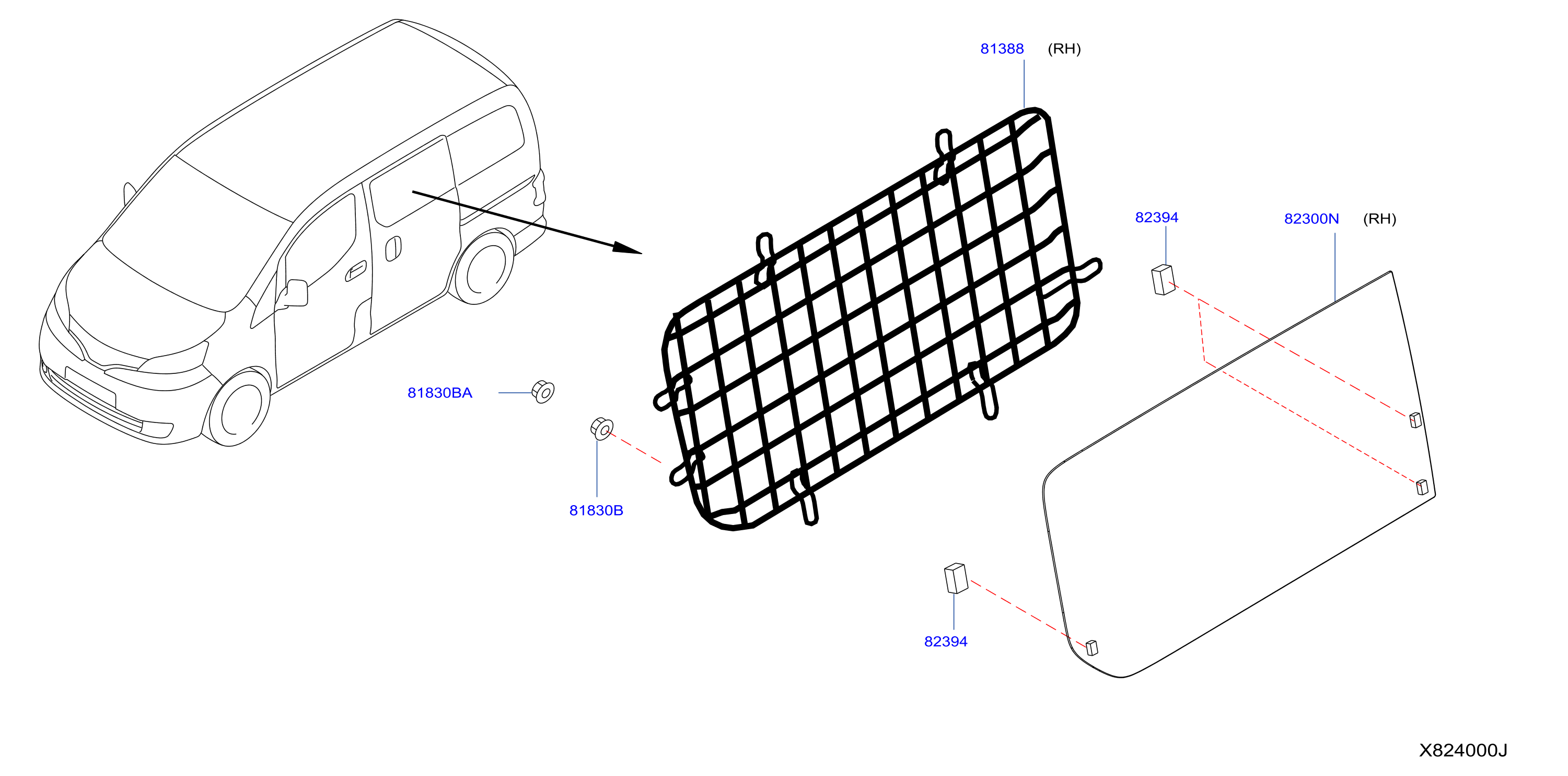 Diagram SLIDE DOOR WINDOW for your 2017 Nissan NV200 SV 2.0L CVT 