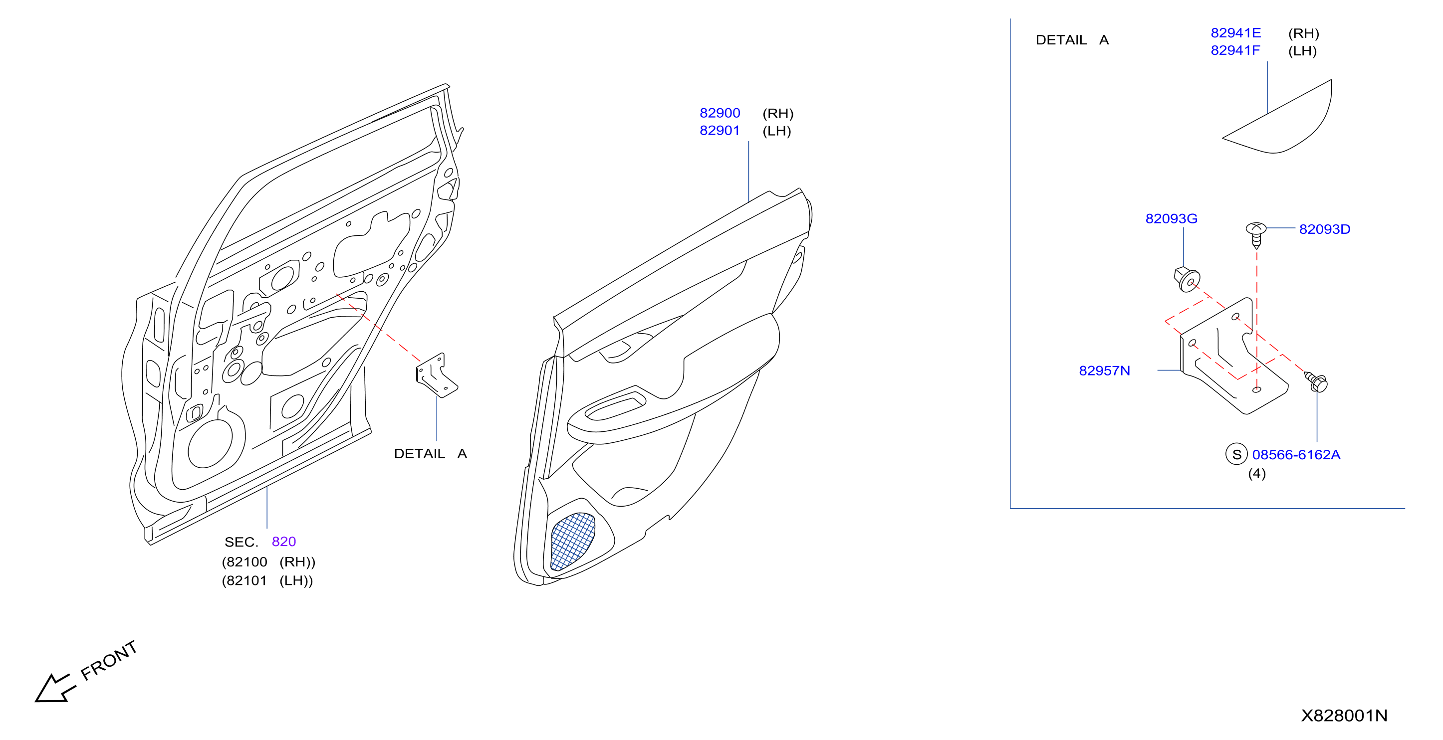 Diagram REAR DOOR TRIMMING for your INFINITI QX60 Hybrid Base