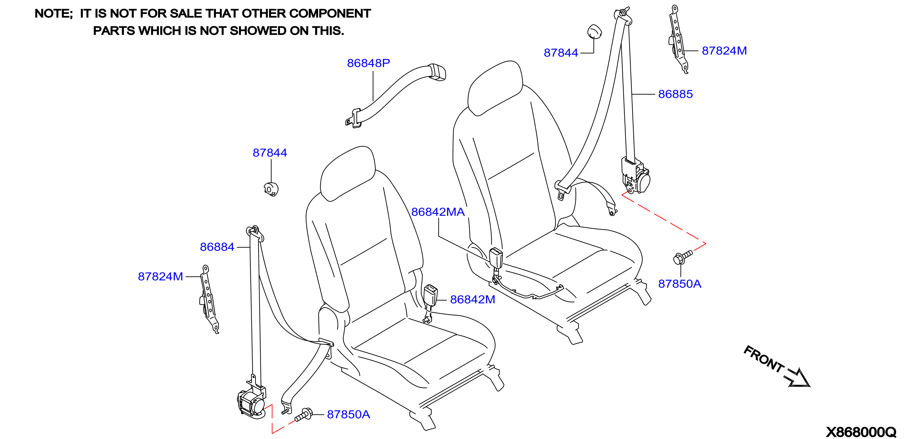 Diagram FRONT SEAT BELT for your 2021 Nissan Sentra   