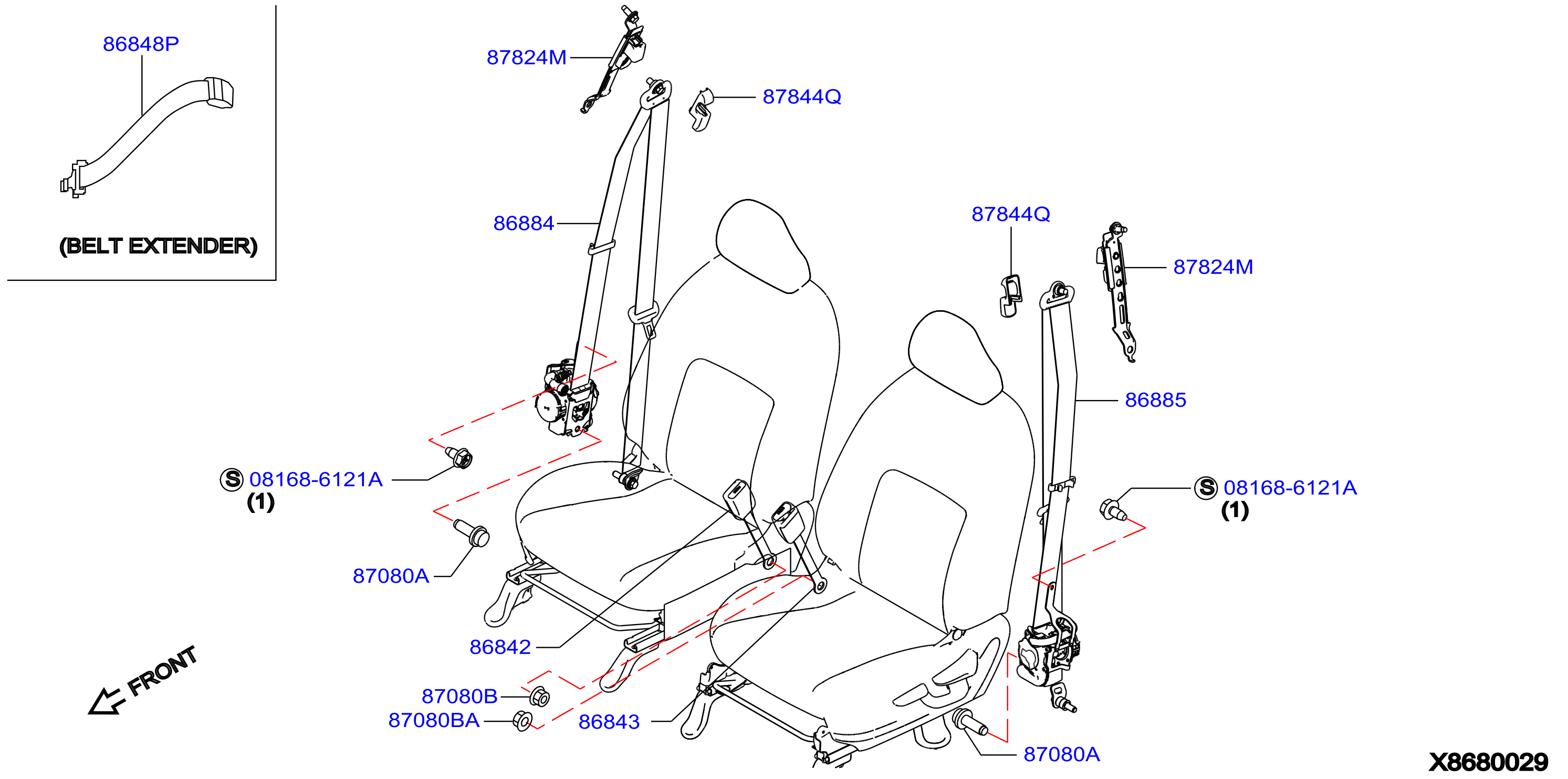 Diagram FRONT SEAT BELT for your 2021 Nissan Sentra   