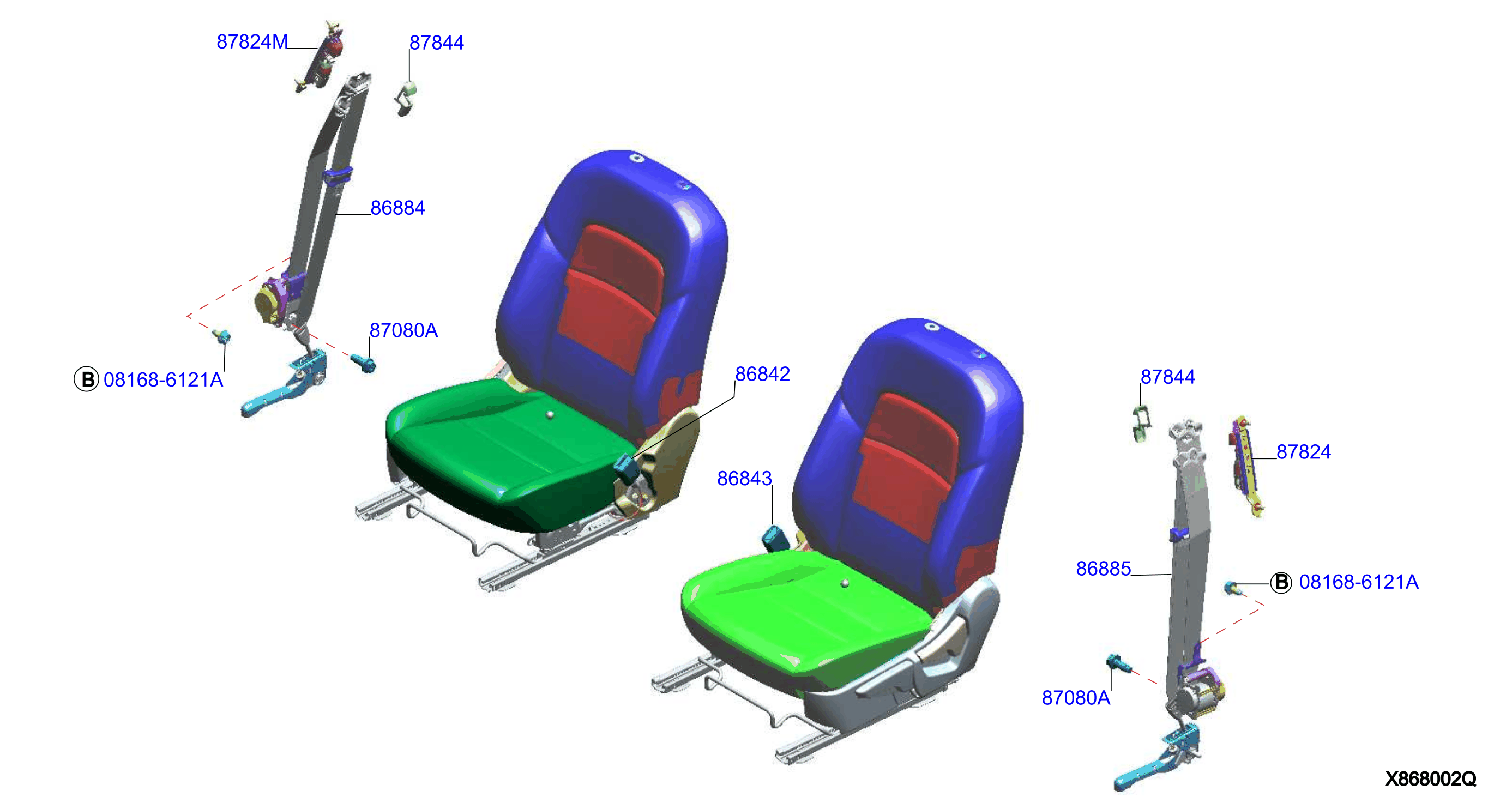 Diagram FRONT SEAT BELT for your 2016 Nissan NV3500   
