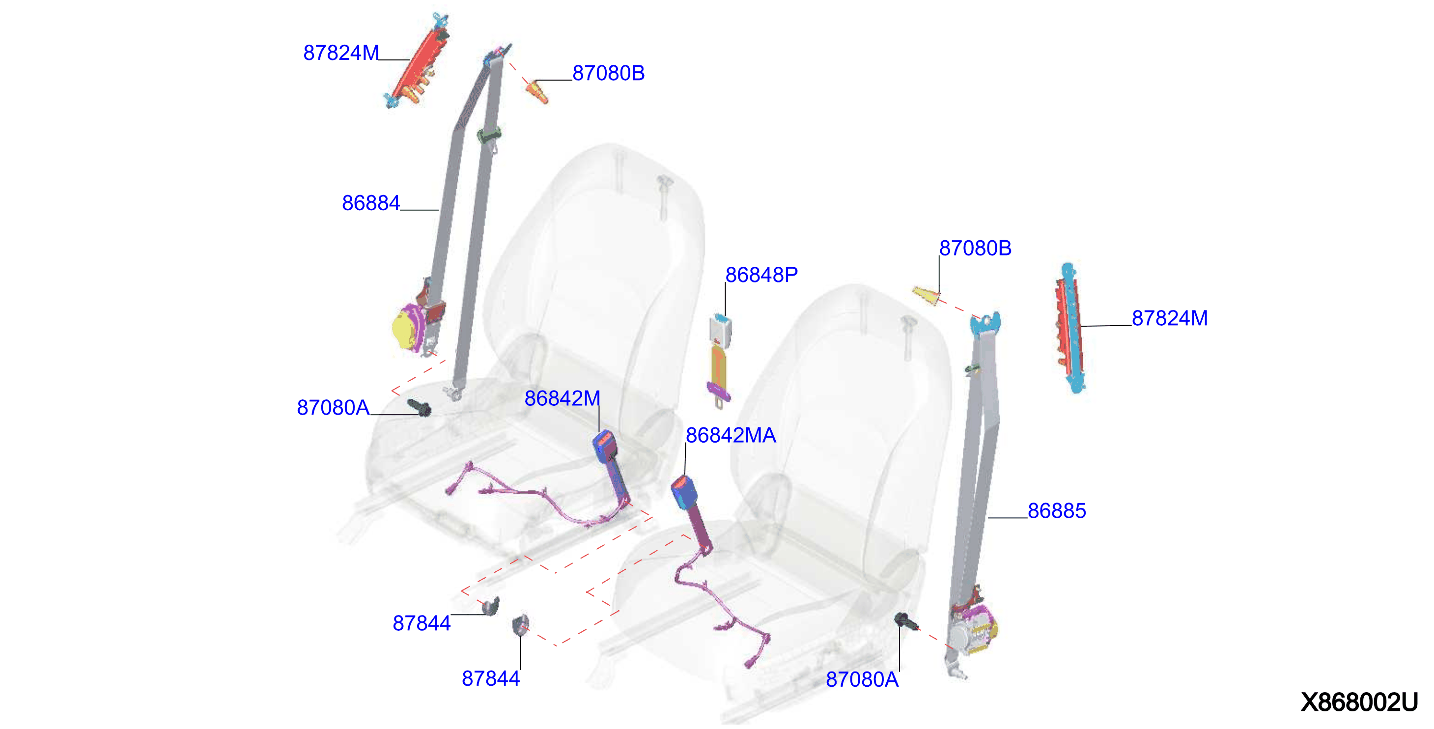 Diagram FRONT SEAT BELT for your 2008 INFINITI QX56   