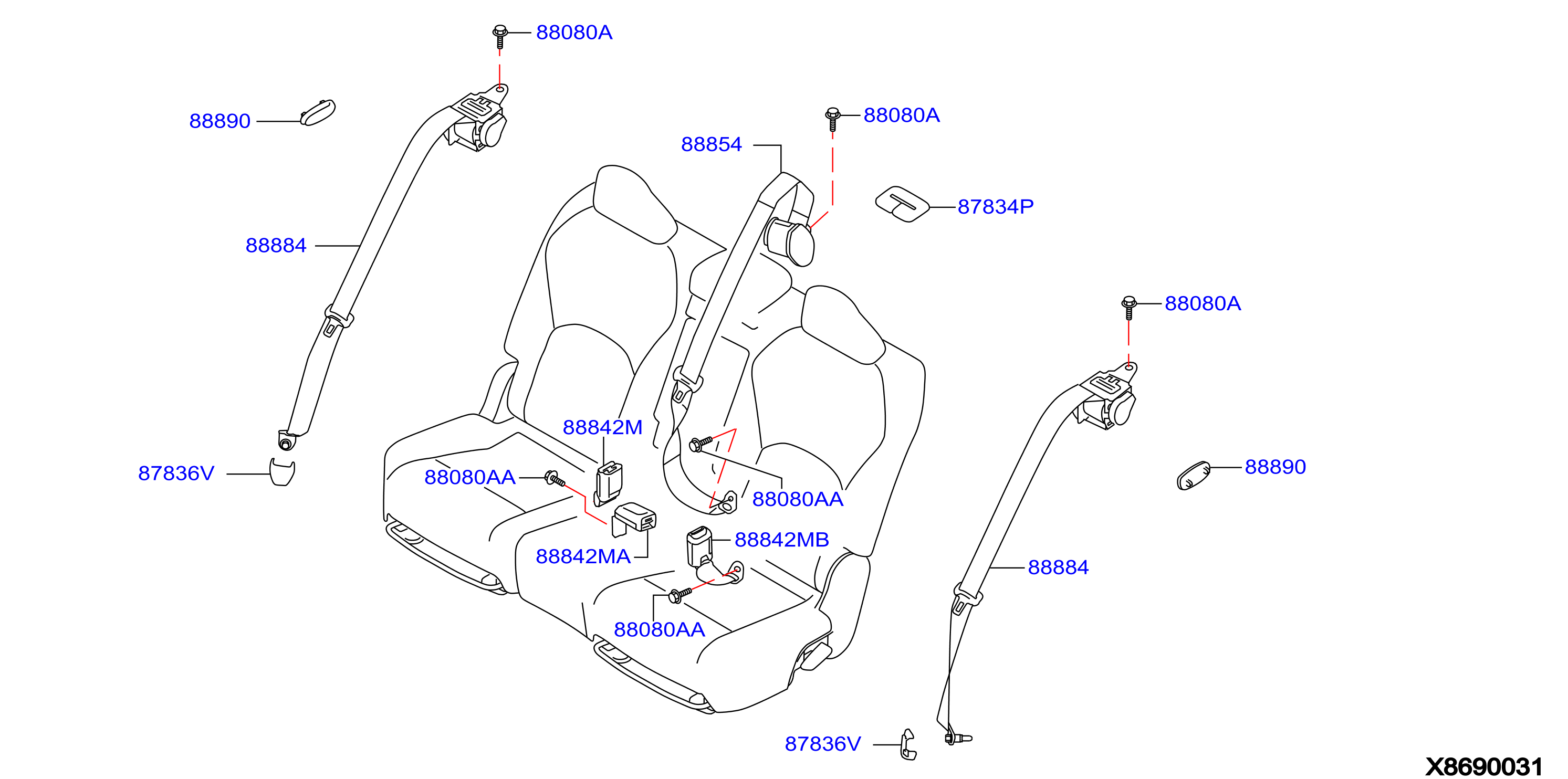 Diagram REAR SEAT BELT for your 2019 INFINITI QX60   