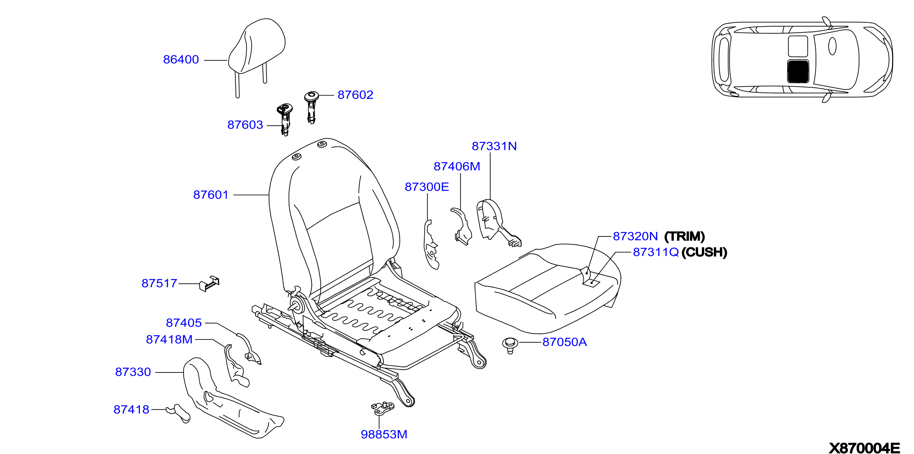 Diagram FRONT SEAT for your 2018 Nissan Kicks   