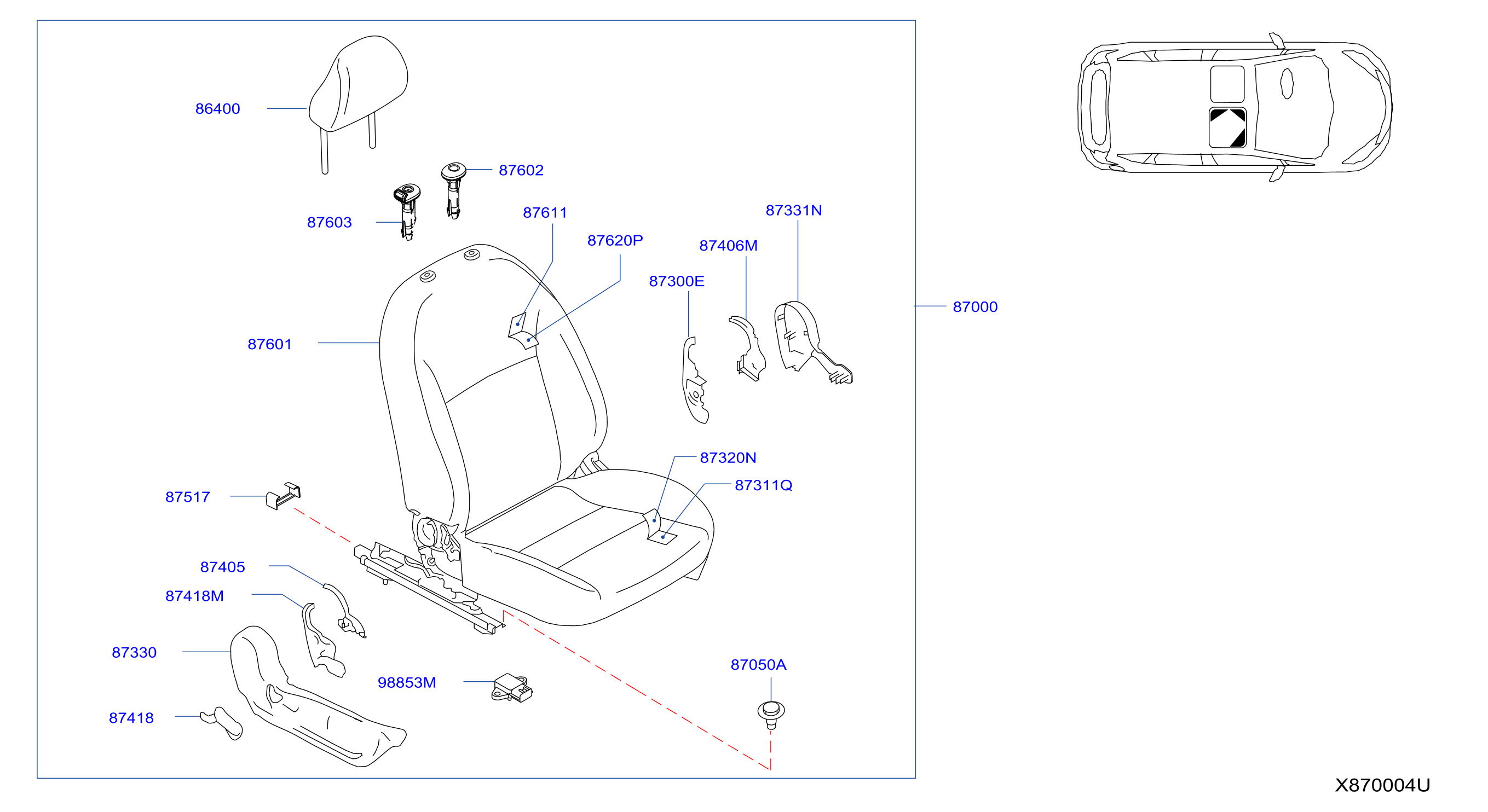 Diagram FRONT SEAT for your 2018 Nissan Kicks   