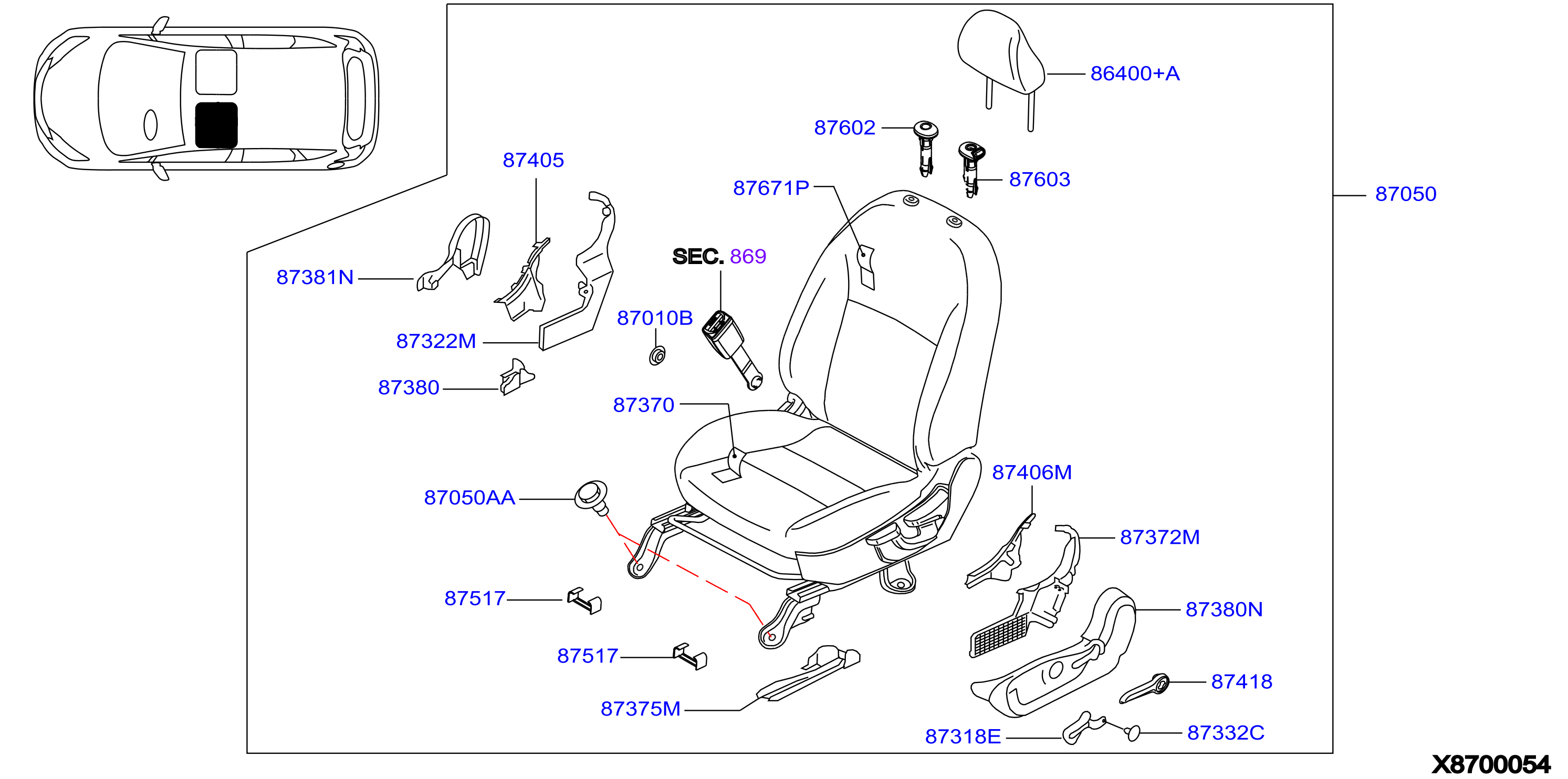 Diagram ASIENTO DELANTERO for your 2013 Nissan Juke   