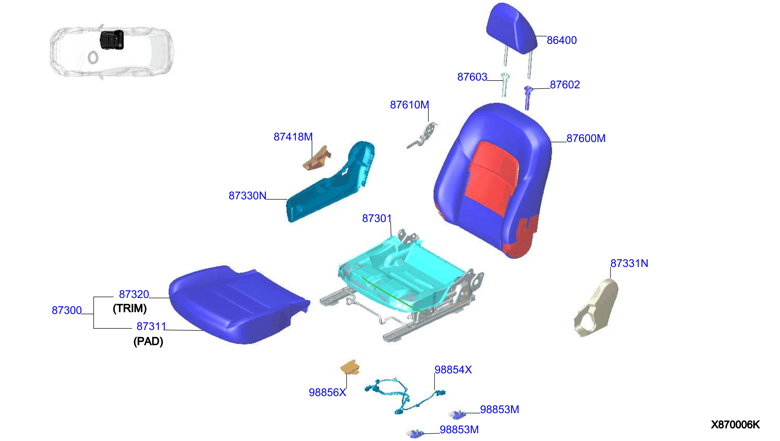 Diagram ASIENTO DELANTERO for your 2013 Nissan Juke   