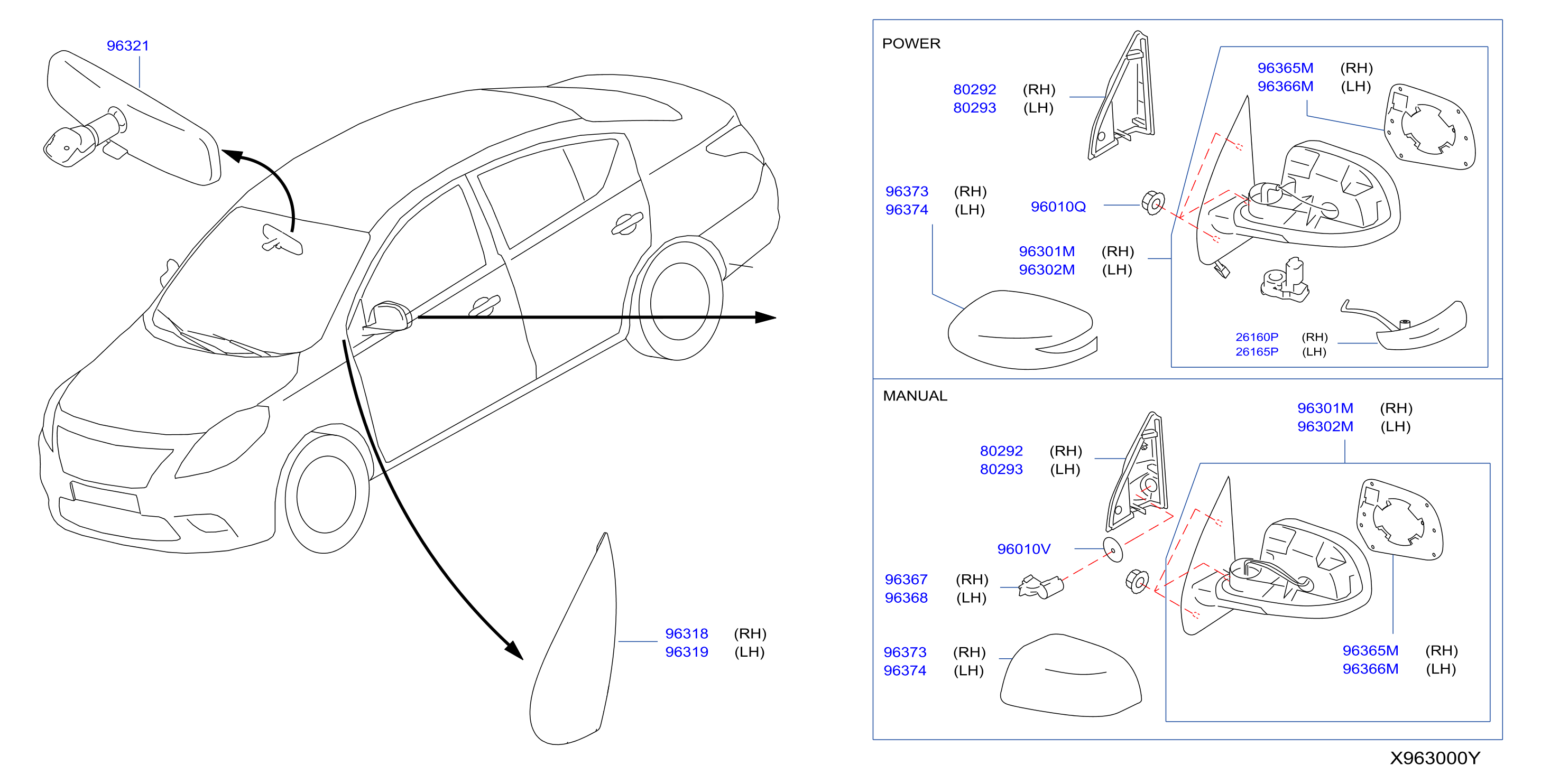 Diagram ESPEJO RETROVISOR for your 2003 Nissan Frontier SC LWB 3.3L V6 AT 2WD 
