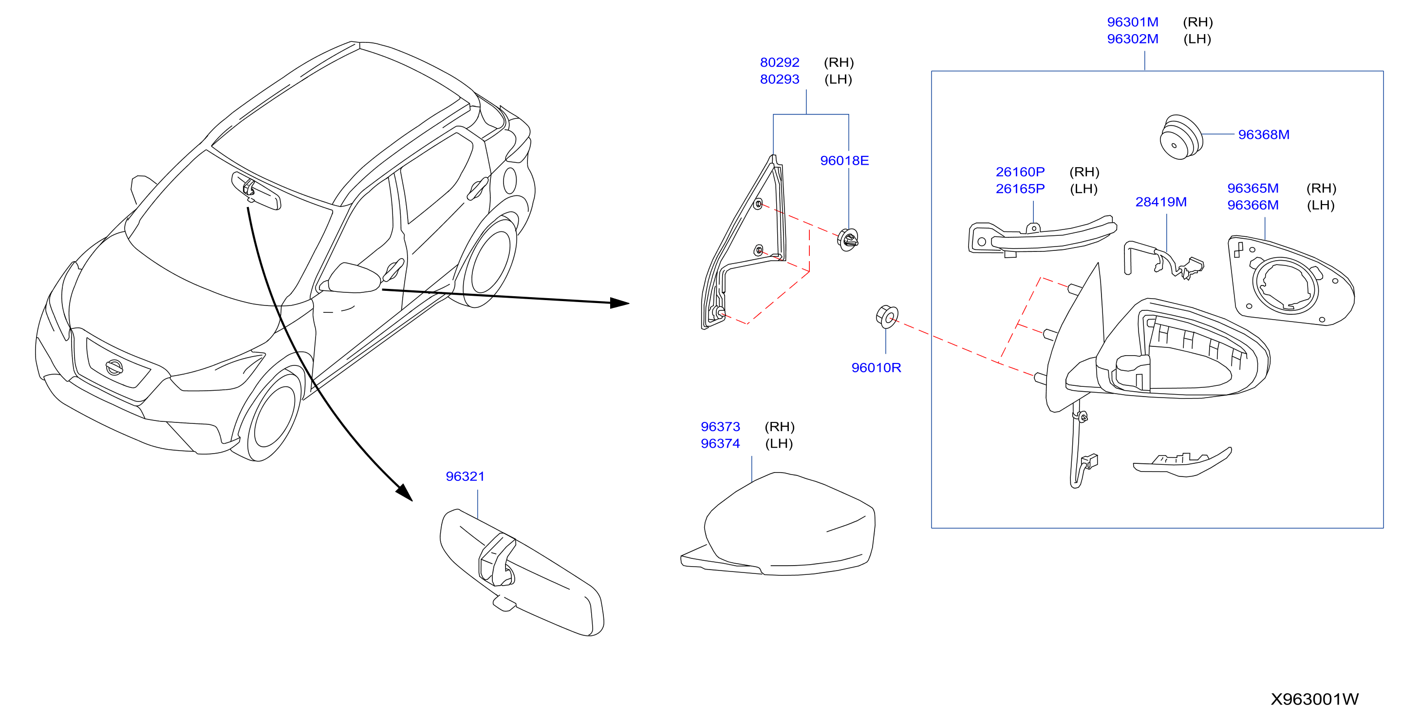 Diagram ESPEJO RETROVISOR for your 2003 Nissan Frontier SC LWB 3.3L V6 AT 2WD 