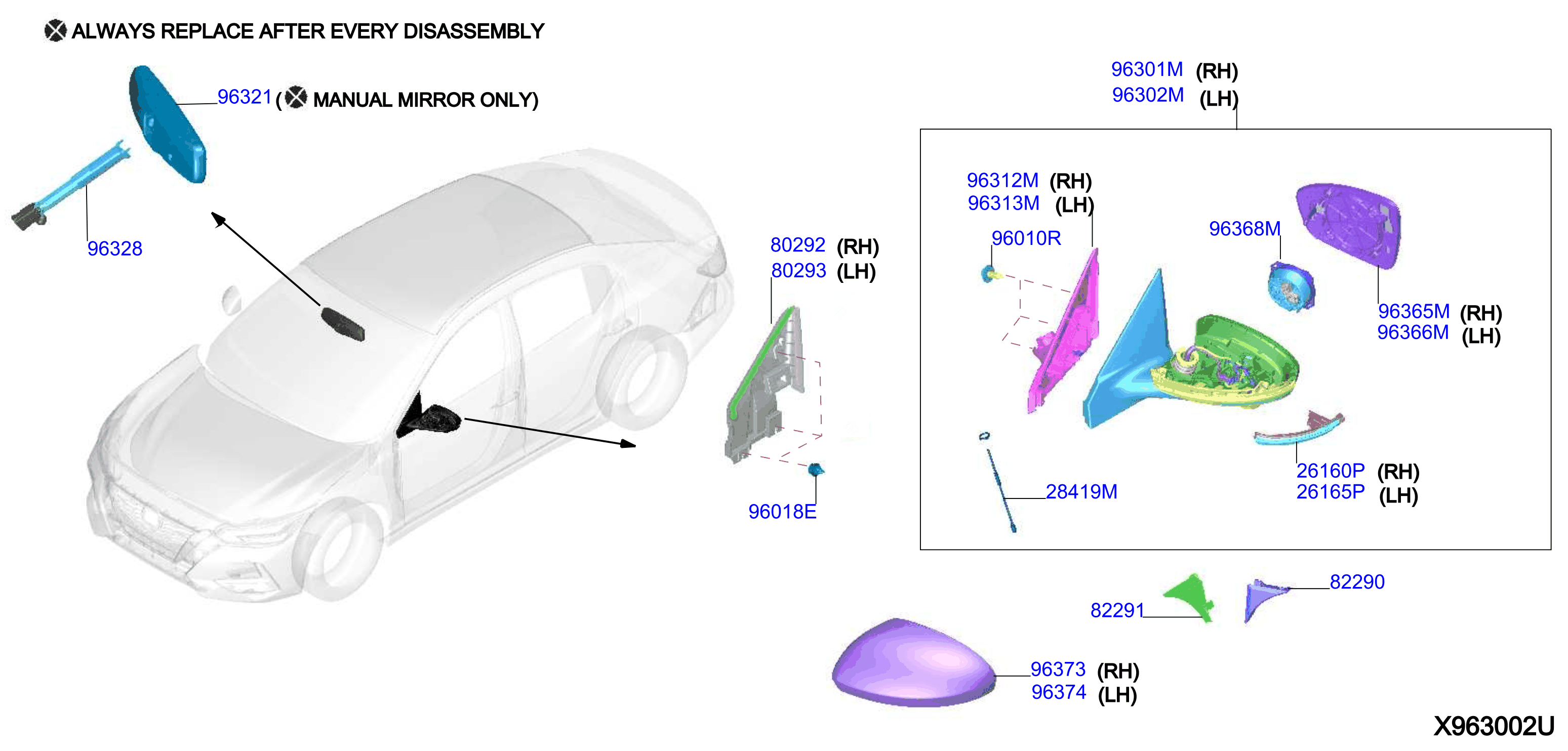 Diagram REAR VIEW MIRROR for your Nissan