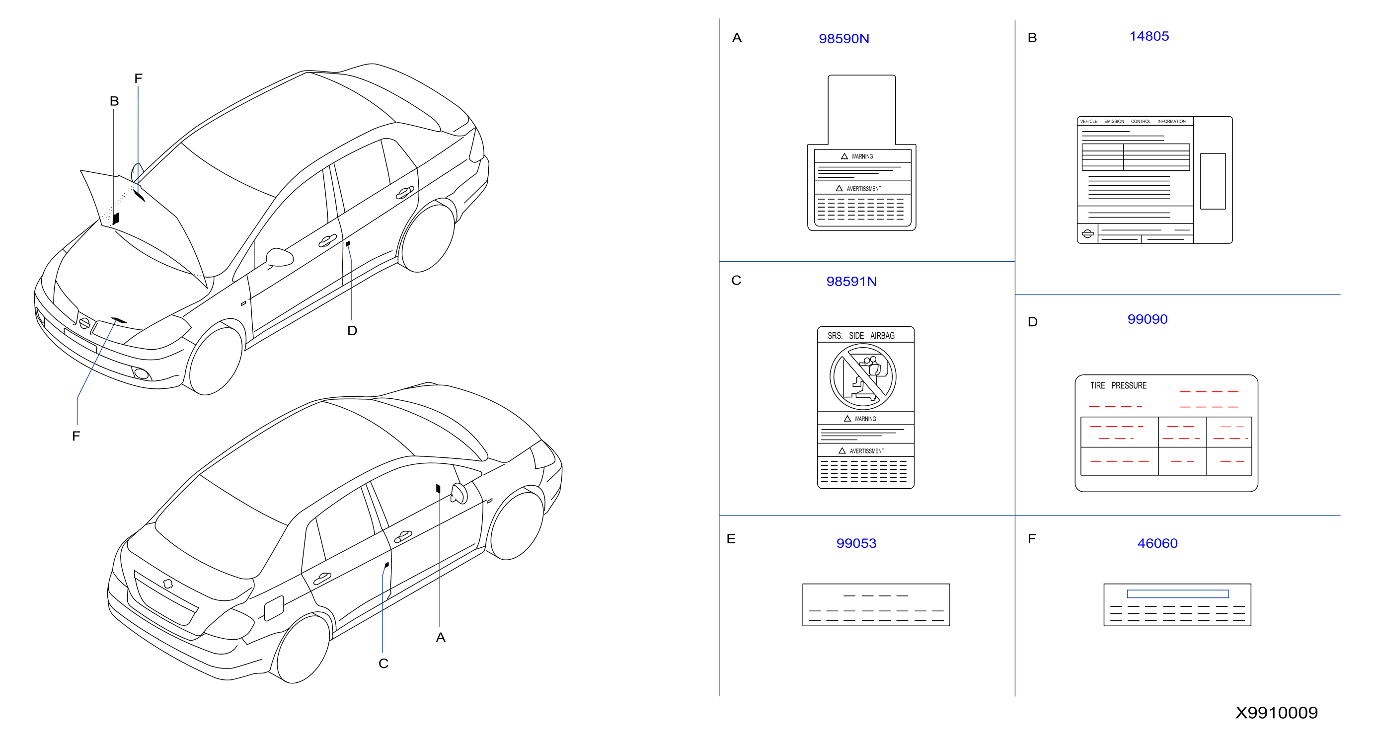 99053-ET100 - Caution Label - Genuine Nissan Part