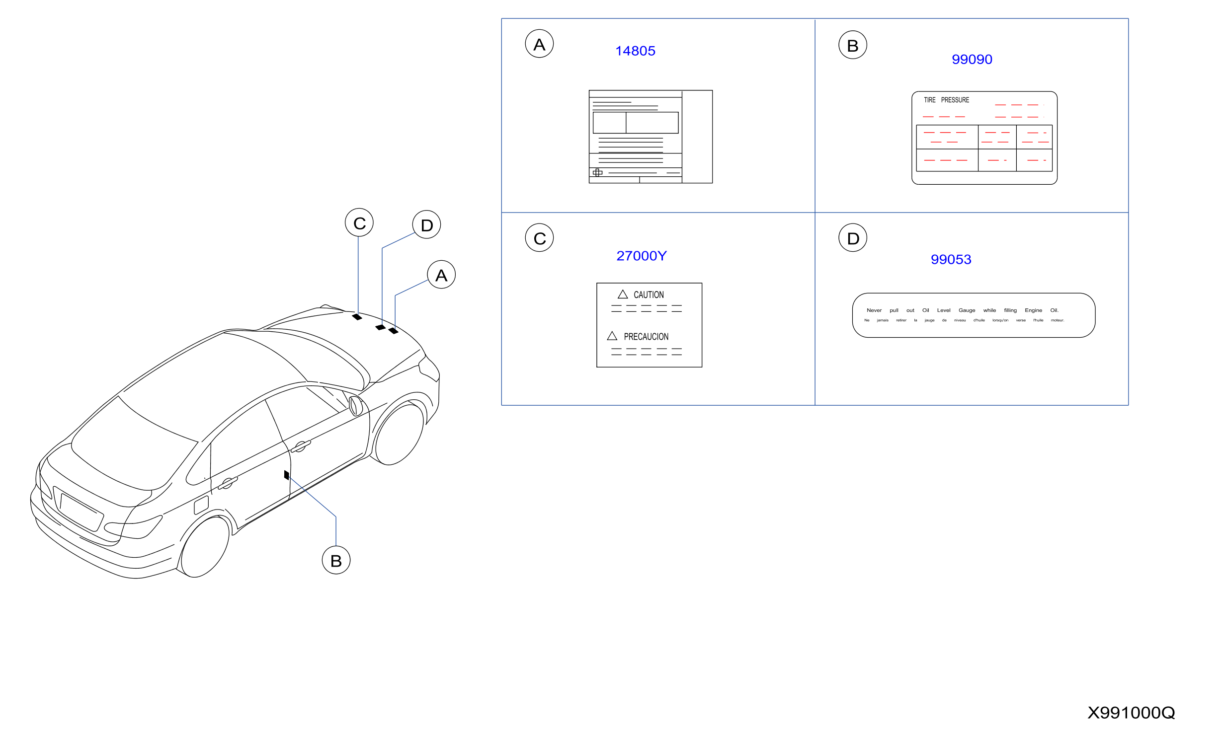 Diagram CAUTION PLATE & LABEL for your Nissan Versa  