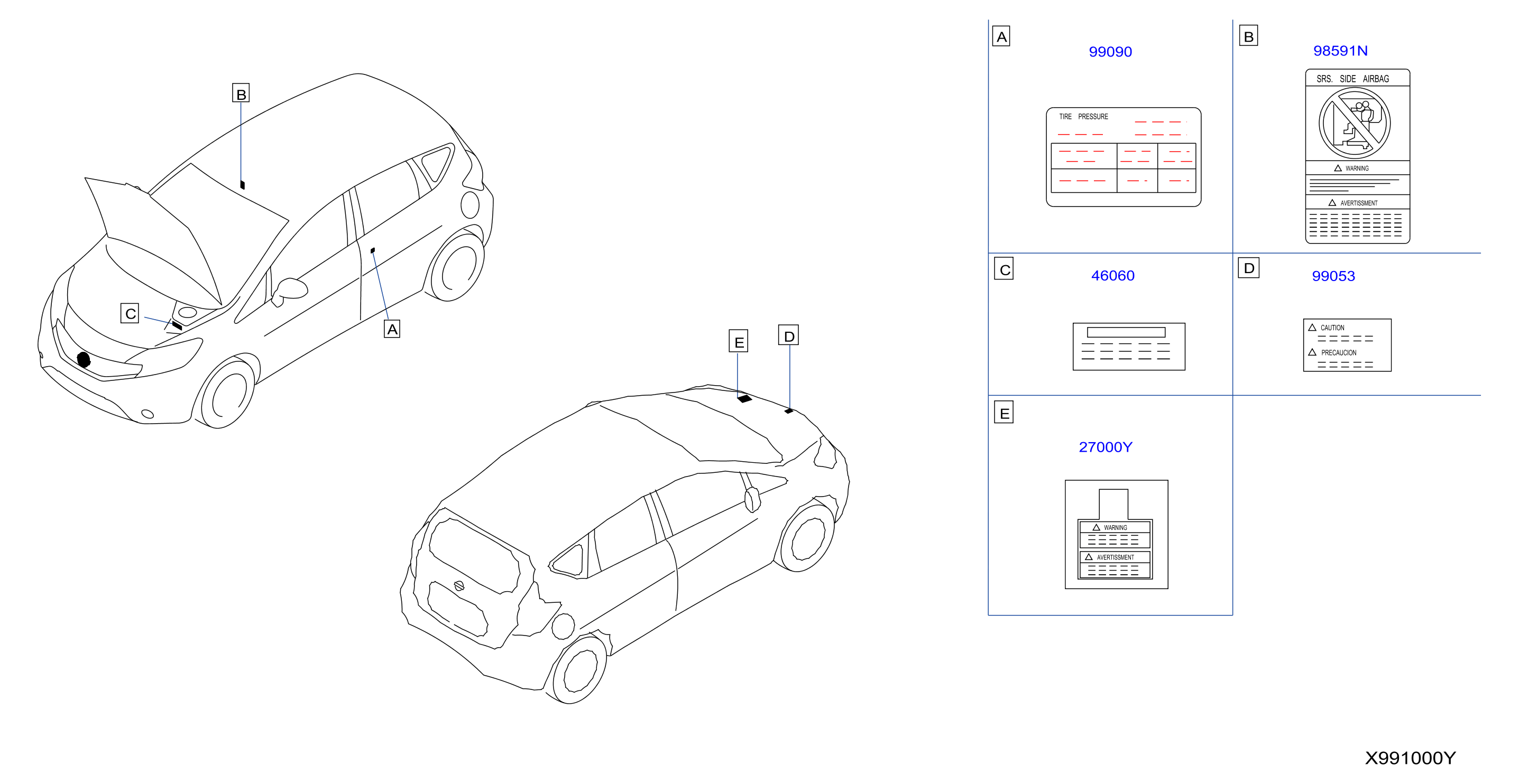 Diagram CAUTION PLATE & LABEL for your 2024 Nissan Altima   