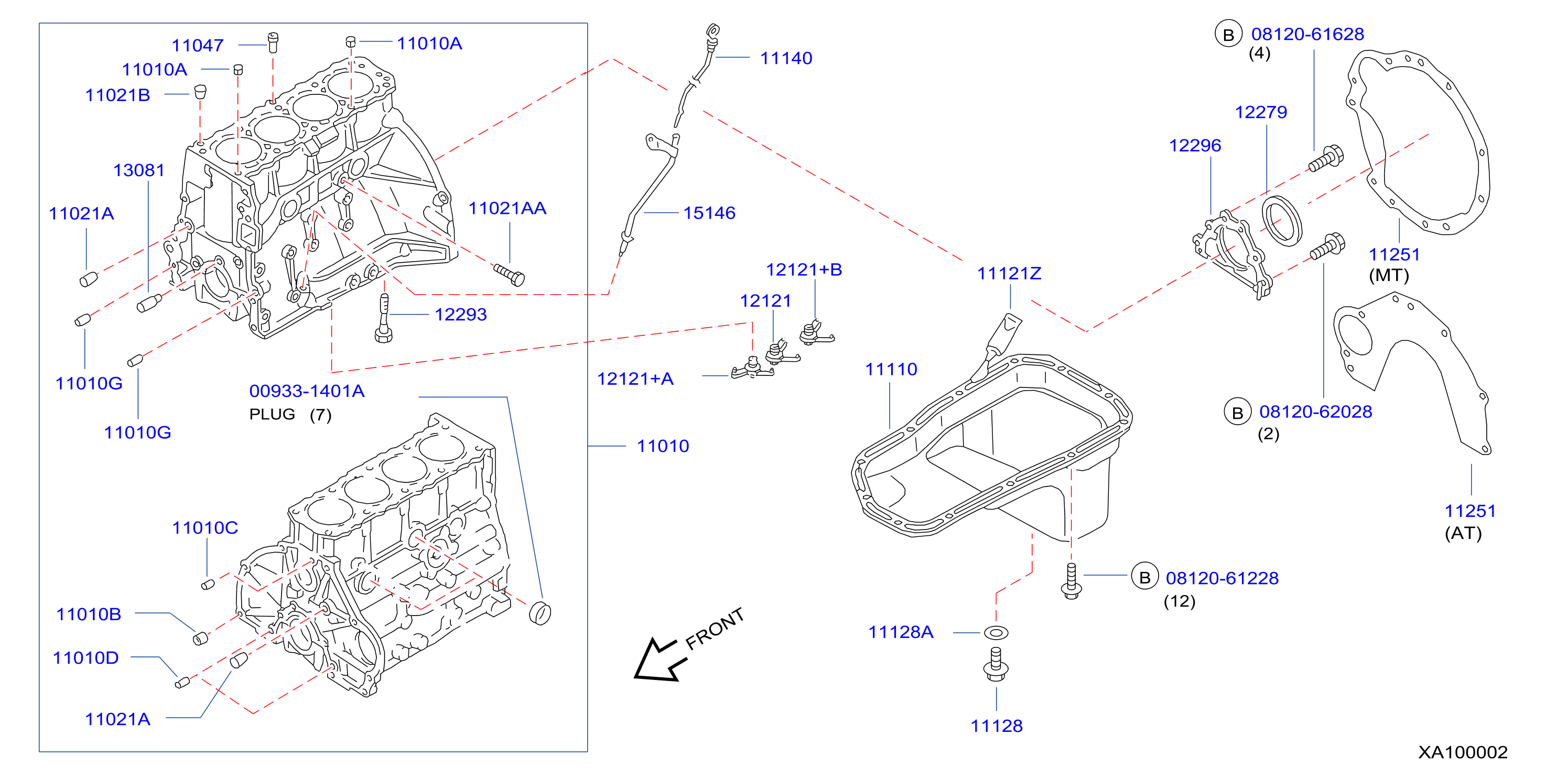 Diagram CYLINDER BLOCK & OIL PAN for your 2009 Nissan Versa   
