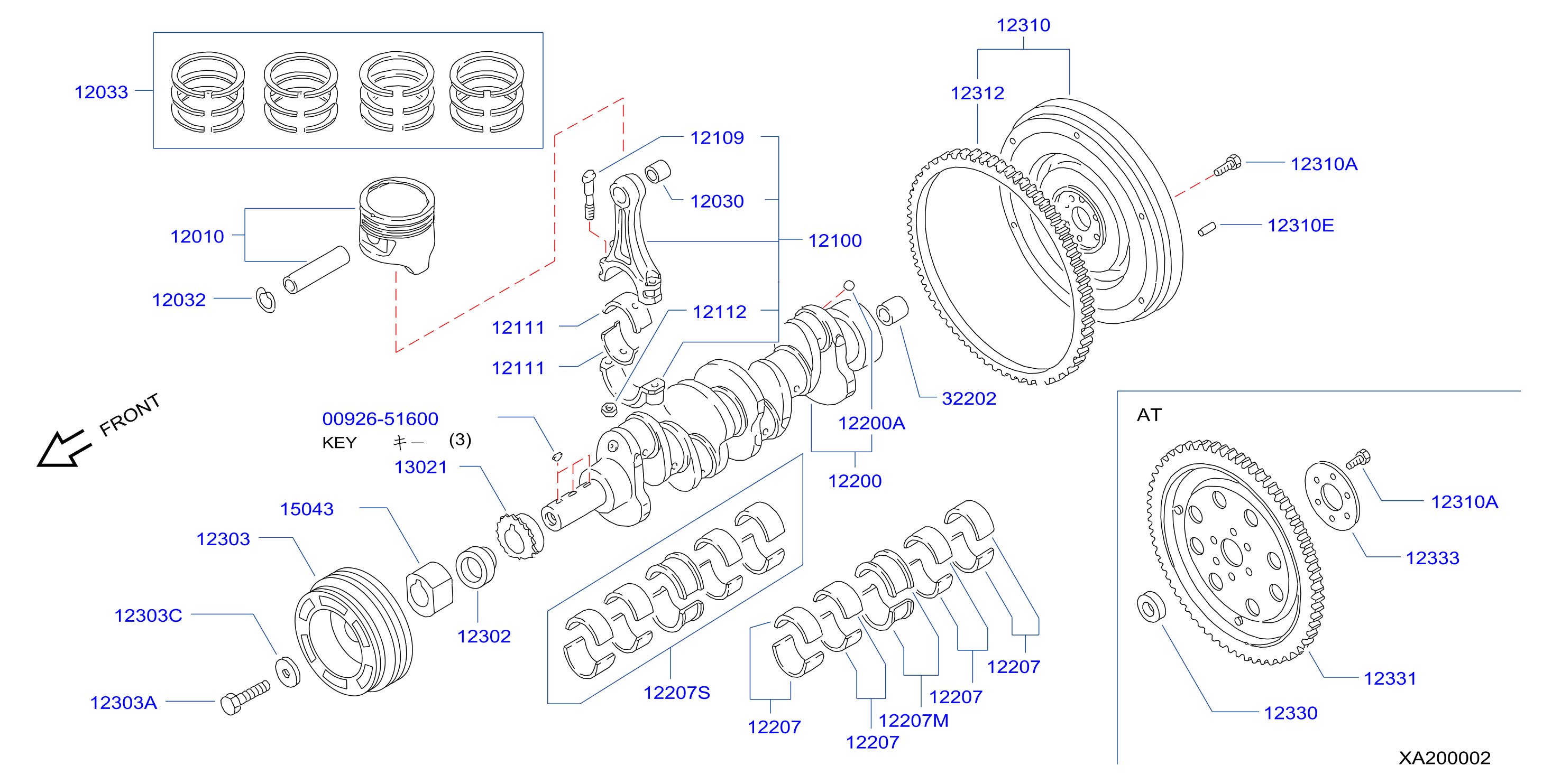 Diagram PISTON,CRANKSHAFT & FLYWHEEL for your Nissan