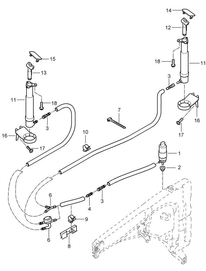 Full size assembly image of headlight washer system (1/1)