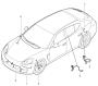 Diagram wiring harnesses bumper FRONT luggage compartment bonnet anti-lock brake system brake pad wear indicator front axle lock control rear axle for your 2023 Porsche Panamera
