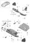 Diagram glove compartment and lining driver's side for your Porsche