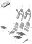 Diagram foam part cover seat and backrest surface bucket seat collapsible for your Porsche