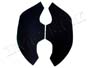 Inner Splash Flaps.  For models with steel fenders.  Used as dust and mud shield to keep engine compartments clean.  Made from stiff rubber that is identical to original in composition, texture and color.  Pair