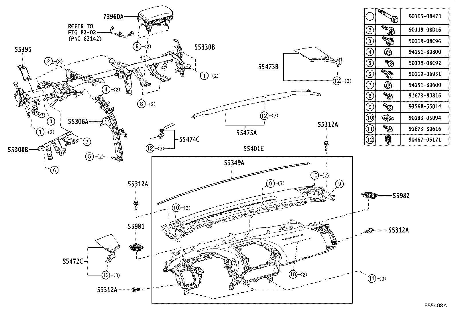 Diagram INSTRUMENT PANEL & GLOVE COMPARTMENT for your Subaru Solterra  