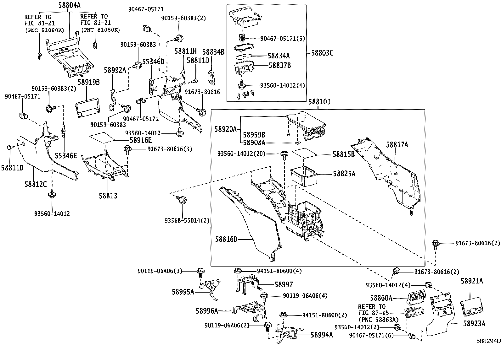 Diagram CONSOLE BOX & BRACKET for your 2022 Subaru Solterra  Limited 