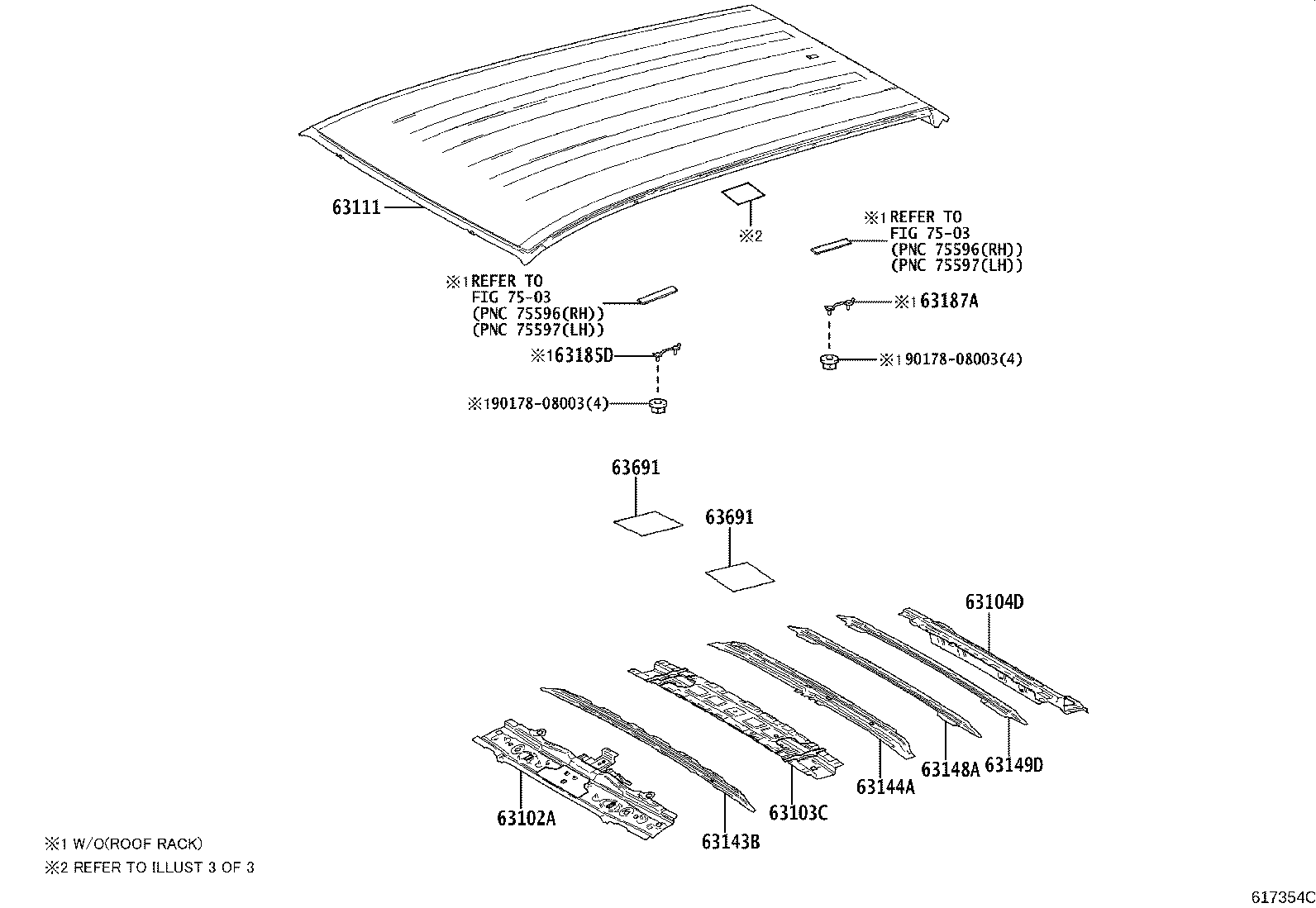 Diagram ROOF PANEL & BACK WINDOW GLASS for your 2023 Subaru Solterra   