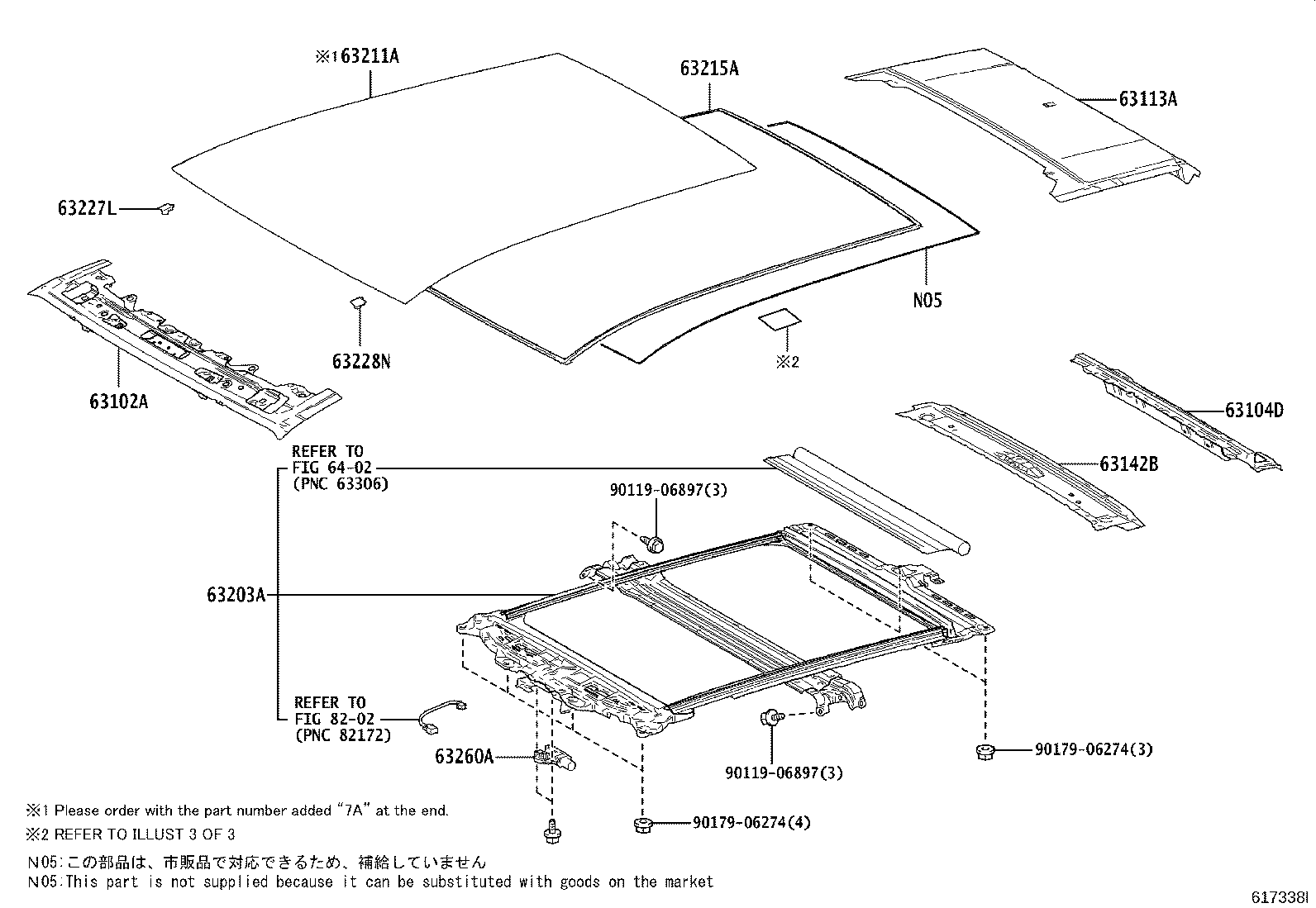 Diagram ROOF PANEL & BACK WINDOW GLASS for your Subaru Solterra  