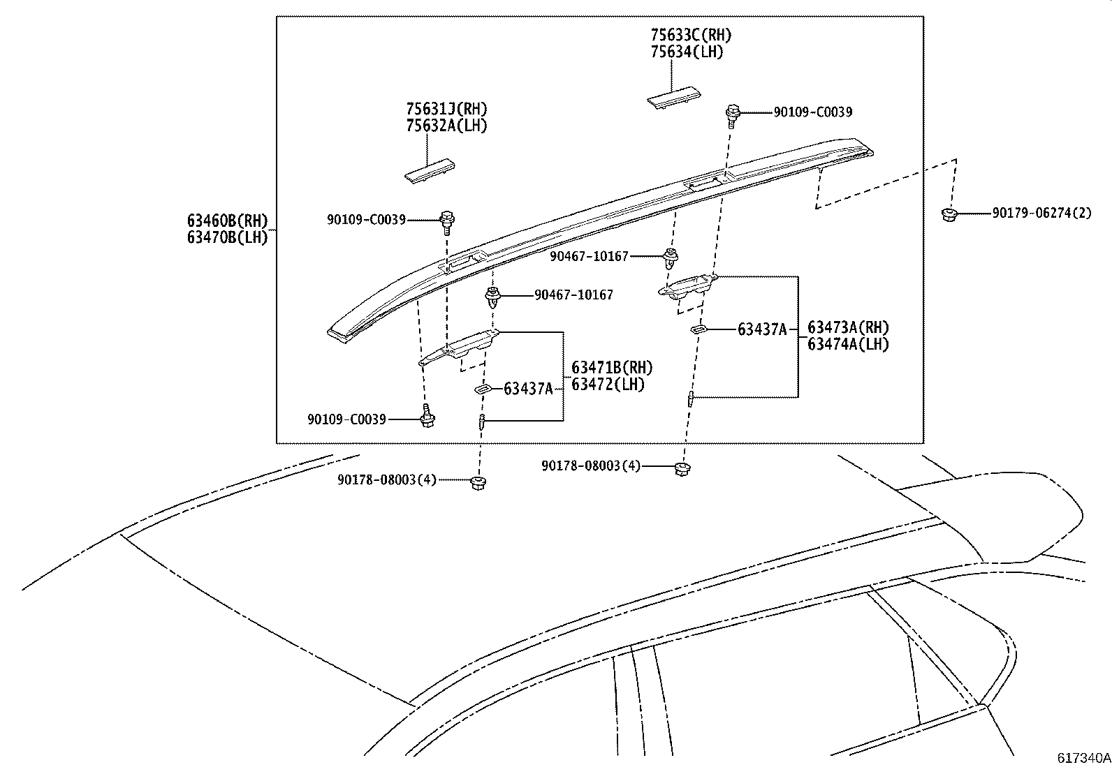 Diagram ROOF PANEL & BACK WINDOW GLASS for your 2023 Subaru Solterra   