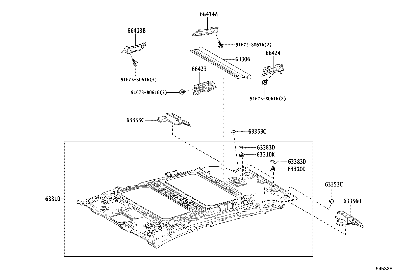 Subaru Solterra Roof Headliner. Clip. HEADLINING, PAD 9046709126