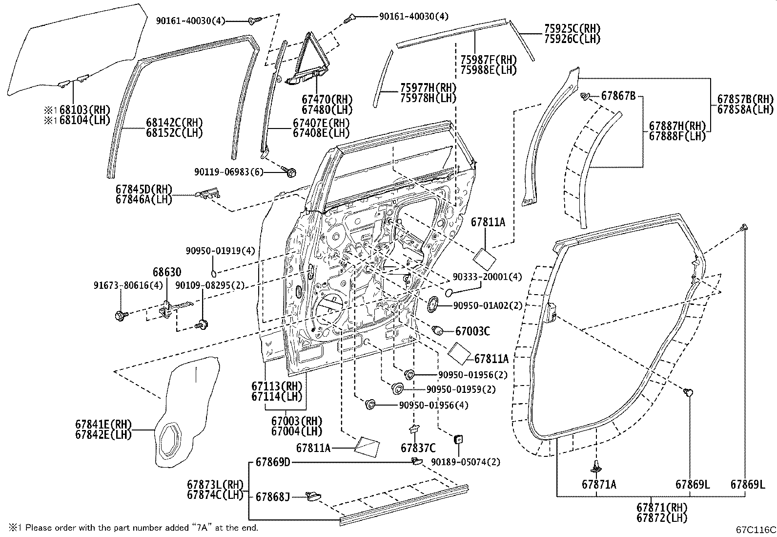 Diagram REAR DOOR PANEL & GLASS for your Subaru Solterra  