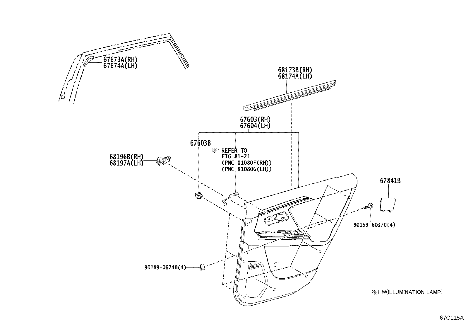 Diagram REAR DOOR PANEL & GLASS for your Subaru Solterra  